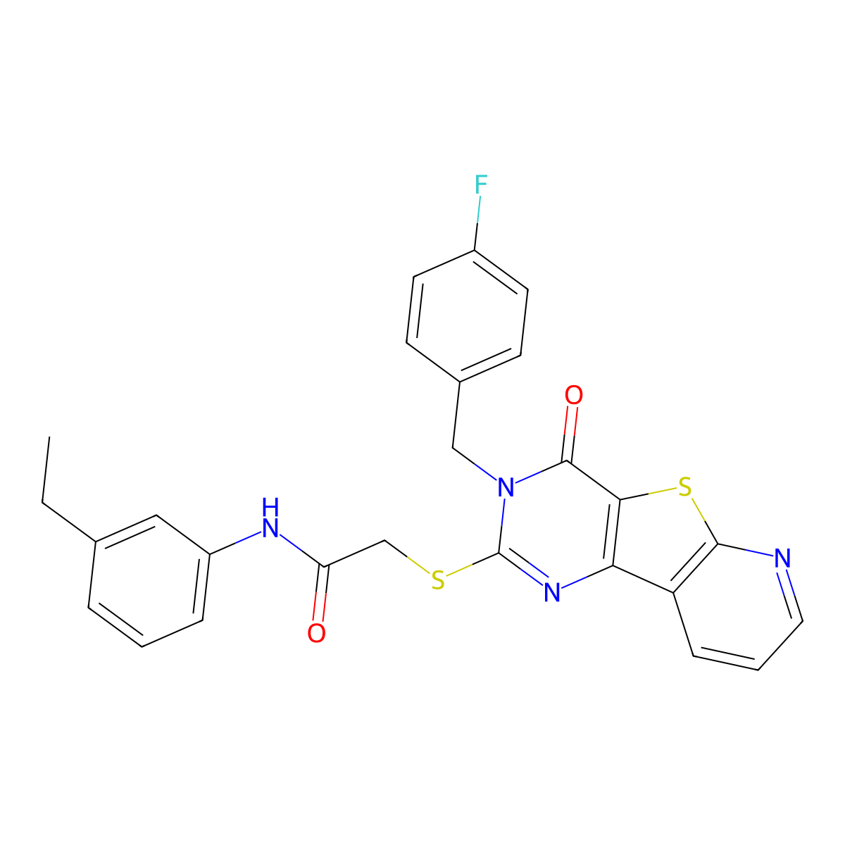 N-(3-ethylphenyl)-2-((3-(4-fluorobenzyl)-4-oxo-3,4-dihydropyrido[3',2':4,5]thieno[3,2-d]pyrimidin-2-yl)thio)acetamide molecular structure, CAS 1223770-42-0