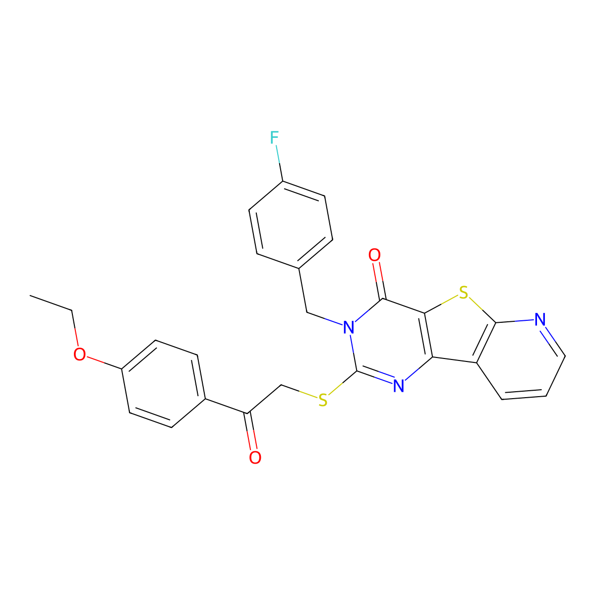 4-{[2-(4-Ethoxyphenyl)-2-oxoethyl]sulfanyl}-5-[(4-fluorophenyl)methyl]-8-thia-3,5,10-triazatricyclo[7.4.0.0^{2,7}]trideca-1(9),2(7),3,10,12-pentaen-6-one molecular structure, CAS 1223770-53-3