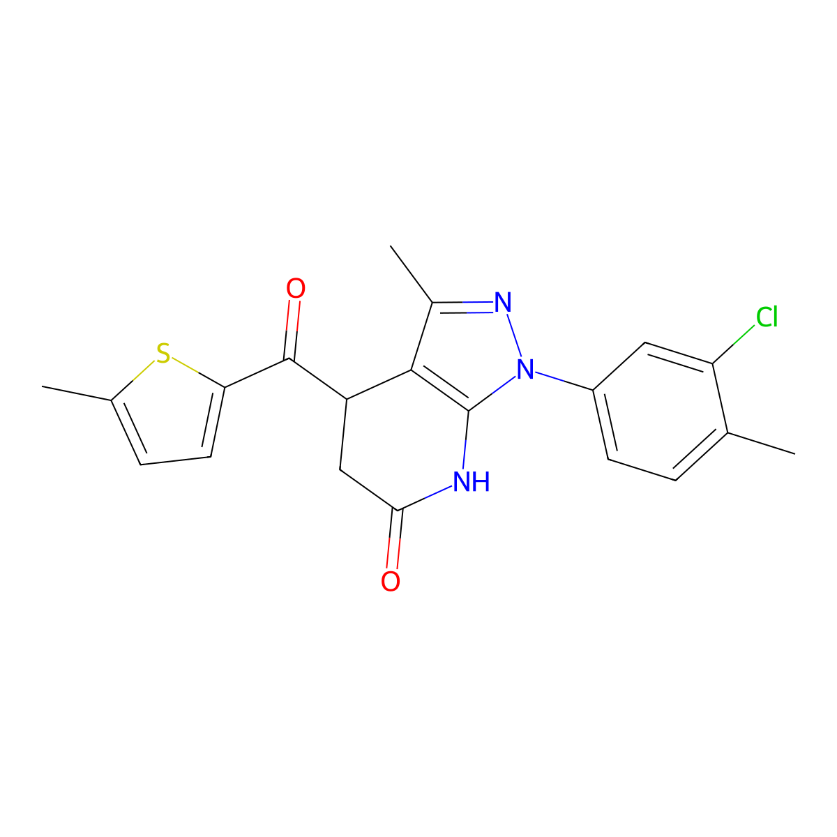 1-(3-chloro-4-methylphenyl)-3-methyl-4-(5-methylthiophene-2-carbonyl)-5,7-dihydro-4H-pyrazolo[5,4-b]pyridin-6-one molecular structure, CAS 1223771-84-3