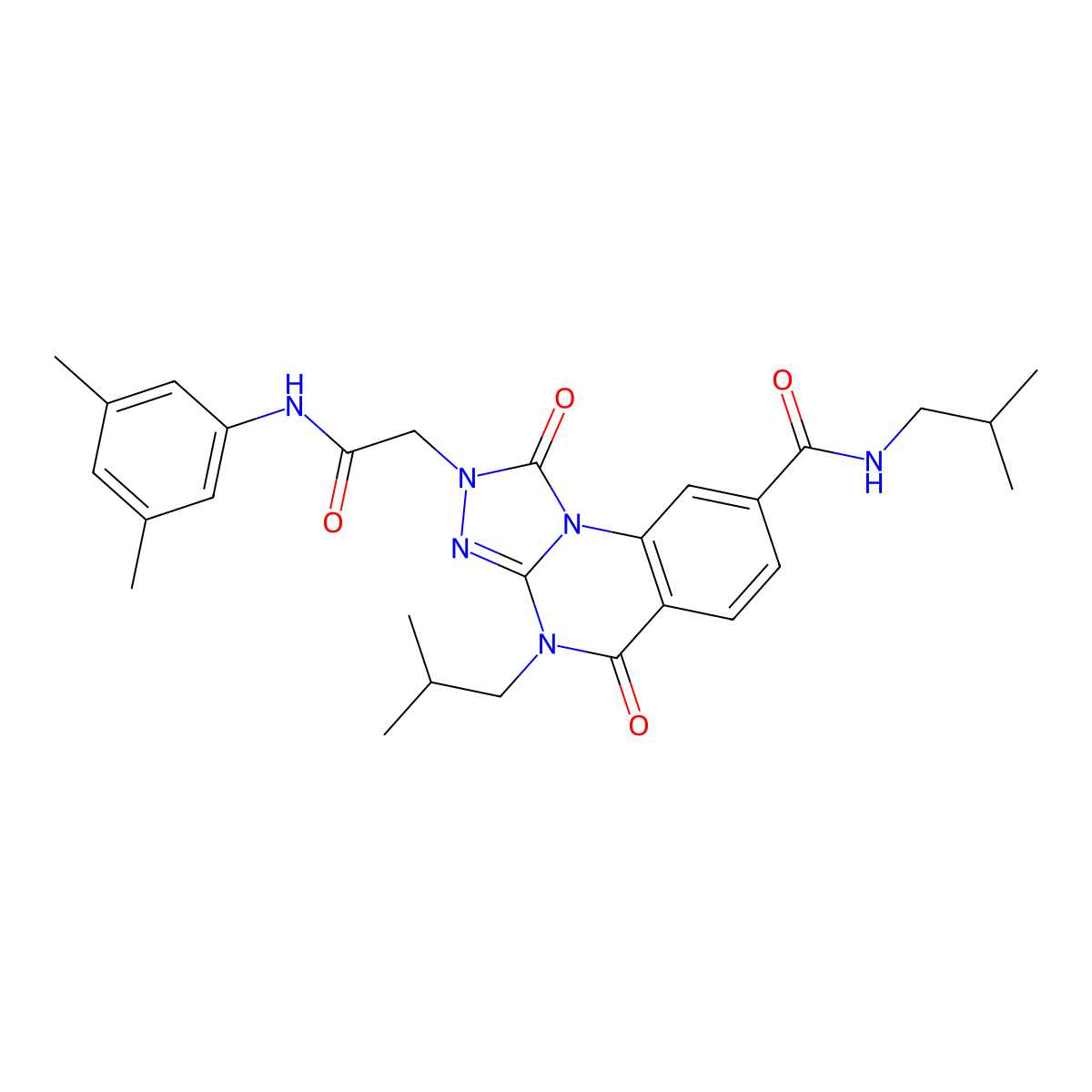 2-(2-((3,5-dimethylphenyl)amino)-2-oxoethyl)-N,4-diisobutyl-1,5-dioxo-1,2,4,5-tetrahydro-[1,2,4]triazolo[4,3-a]quinazoline-8-carboxamide molecular structure, CAS 1223774-82-0