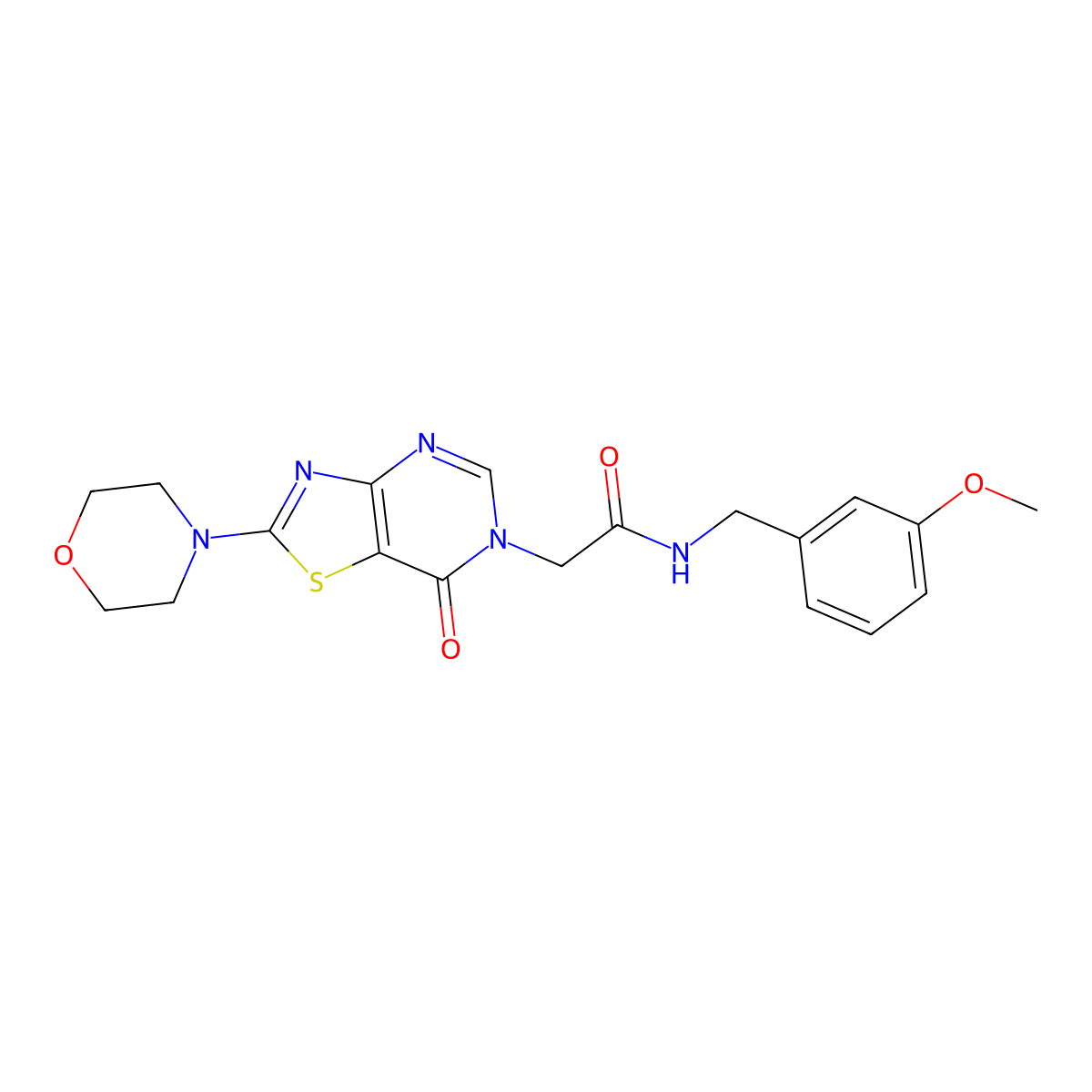 N-(3-methoxybenzyl)-2-(2-morpholino-7-oxothiazolo[4,5-d]pyrimidin-6(7H)-yl)acetamide molecular structure, CAS 1223775-15-2