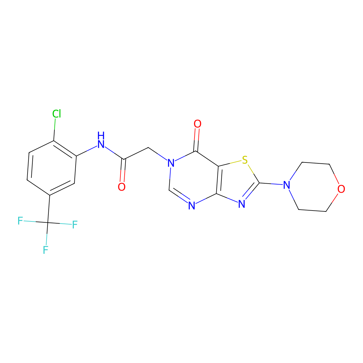 N-(2-chloro-5-(trifluoromethyl)phenyl)-2-(2-morpholino-7-oxothiazolo[4,5-d]pyrimidin-6(7H)-yl)acetamide molecular structure, CAS 1223776-25-7