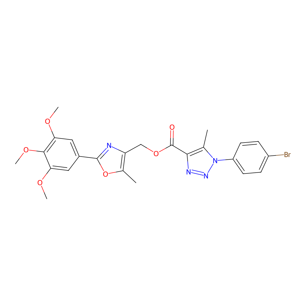 [5-methyl-2-(3,4,5-trimethoxyphenyl)-1,3-oxazol-4-yl]methyl 1-(4-bromophenyl)-5-methyl-1H-1,2,3-triazole-4-carboxylate molecular structure, CAS 1223778-10-6