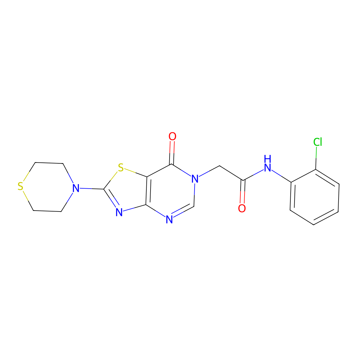 N-(2-chlorophenyl)-2-(7-oxo-2-thiomorpholinothiazolo[4,5-d]pyrimidin-6(7H)-yl)acetamide molecular structure, CAS 1223778-67-3