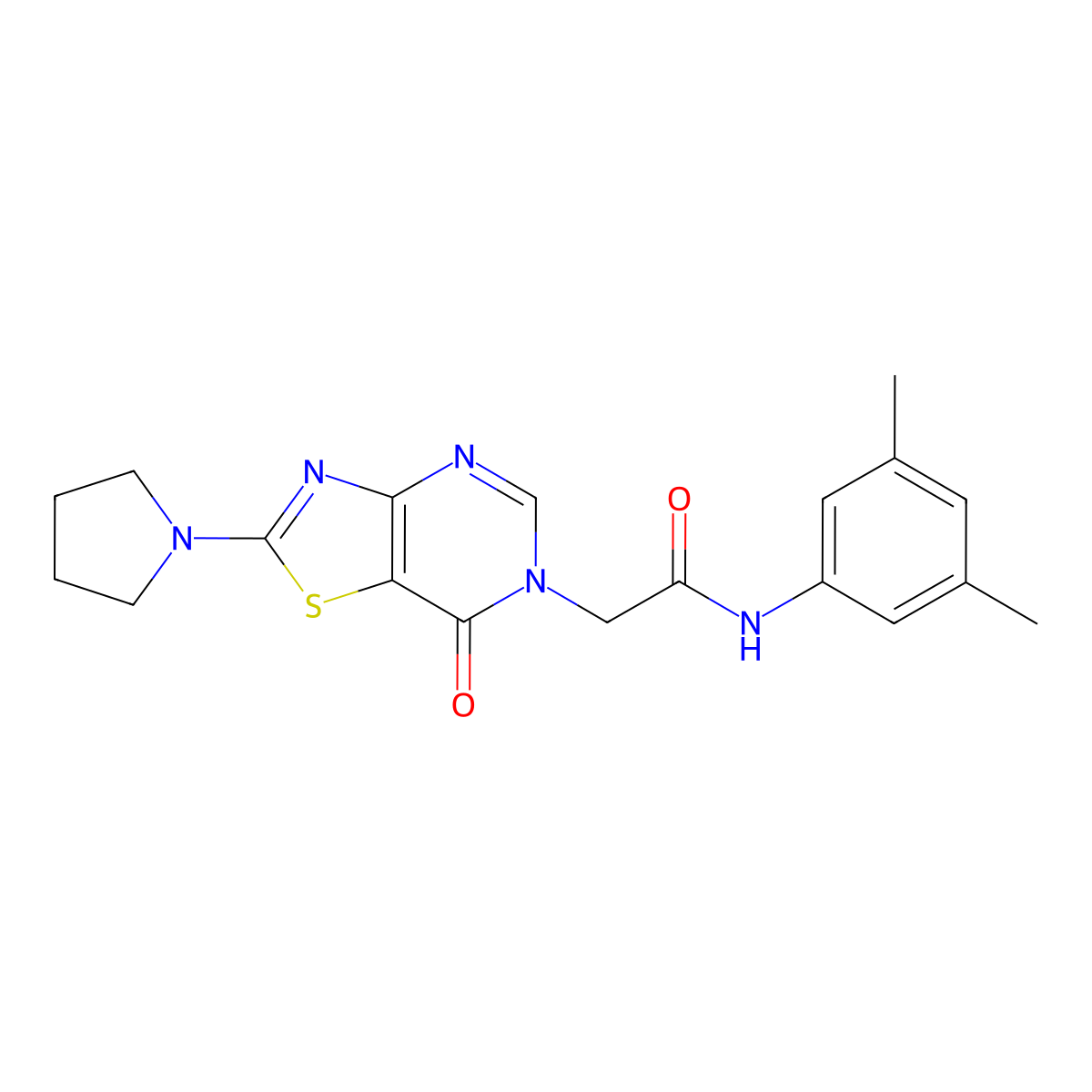 N-(3,5-dimethylphenyl)-2-(7-oxo-2-(pyrrolidin-1-yl)thiazolo[4,5-d]pyrimidin-6(7H)-yl)acetamide molecular structure, CAS 1223778-85-5