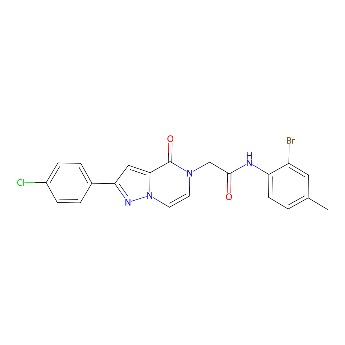 N-(2-bromo-4-methylphenyl)-2-[2-(4-chlorophenyl)-4-oxopyrazolo[1,5-a]pyrazin-5(4H)-yl]acetamide molecular structure, CAS 1223779-45-0