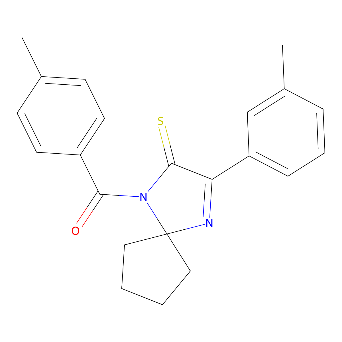 1-(4-Methylbenzoyl)-3-(3-methylphenyl)-1,4-diazaspiro[4.4]non-3-ene-2-thione molecular structure, CAS 1223779-48-3