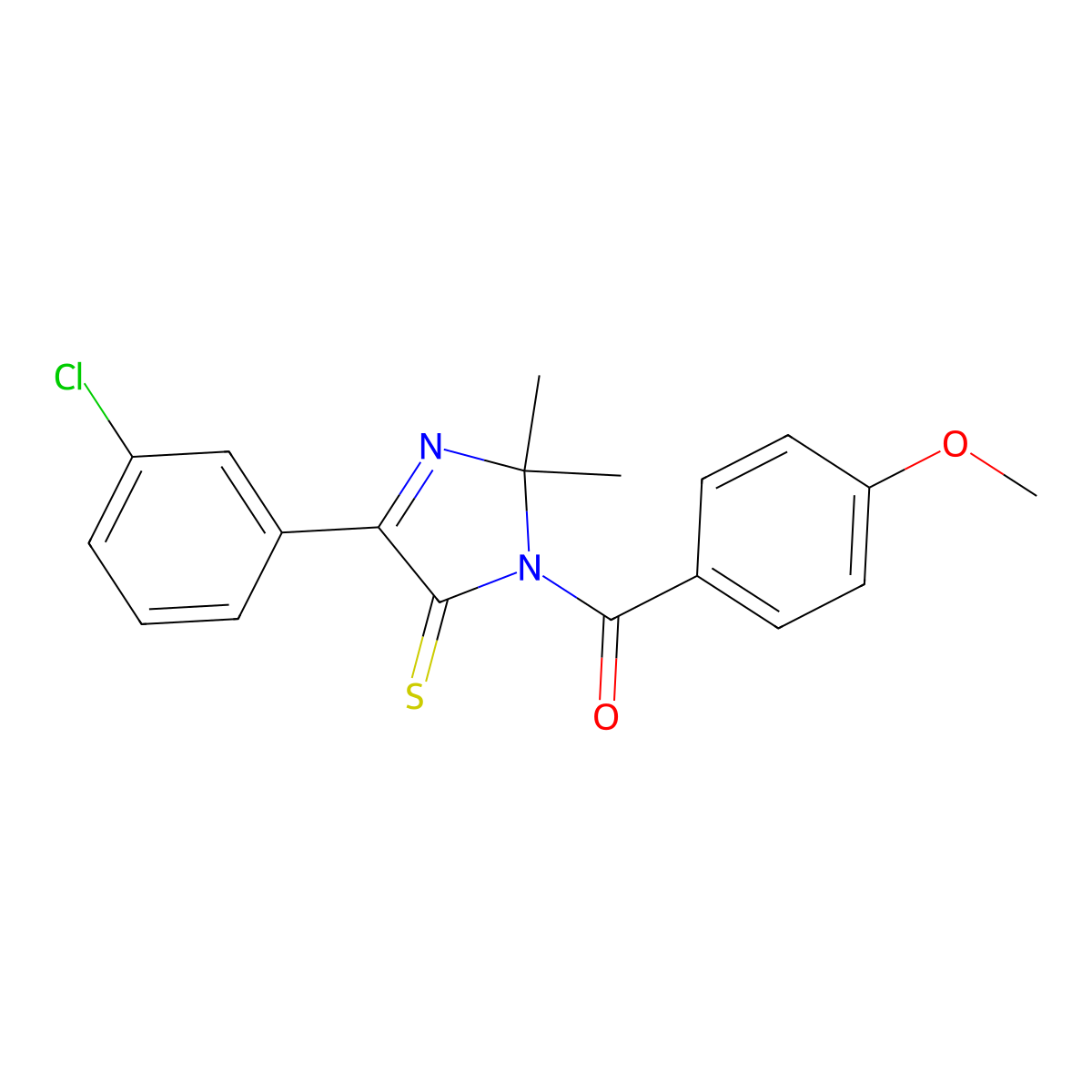 4-(3-chlorophenyl)-1-(4-methoxybenzoyl)-2,2-dimethyl-2,5-dihydro-1H-imidazole-5-thione molecular structure, CAS 1223780-56-0