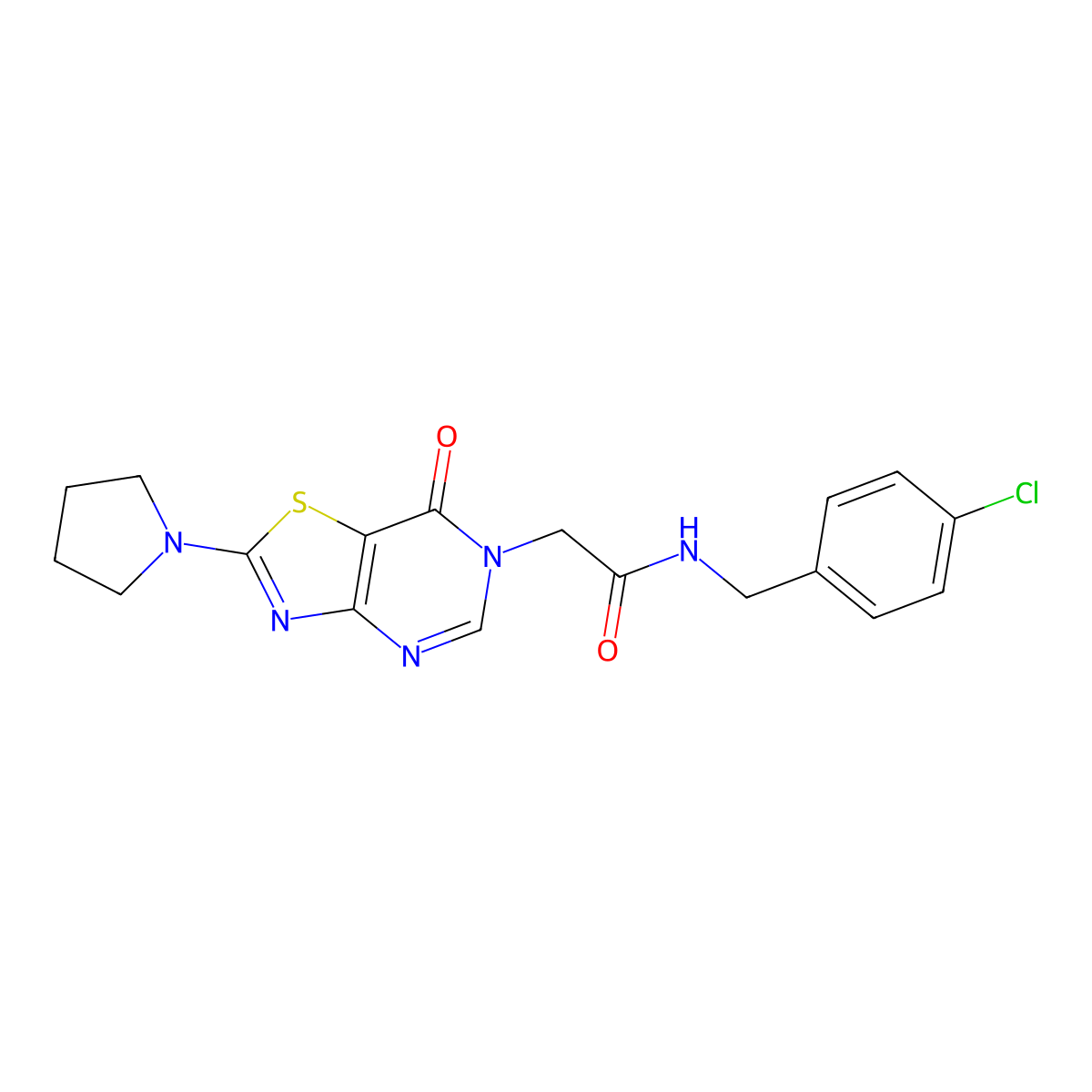 N-(4-chlorobenzyl)-2-(7-oxo-2-(pyrrolidin-1-yl)thiazolo[4,5-d]pyrimidin-6(7H)-yl)acetamide molecular structure, CAS 1223780-62-8