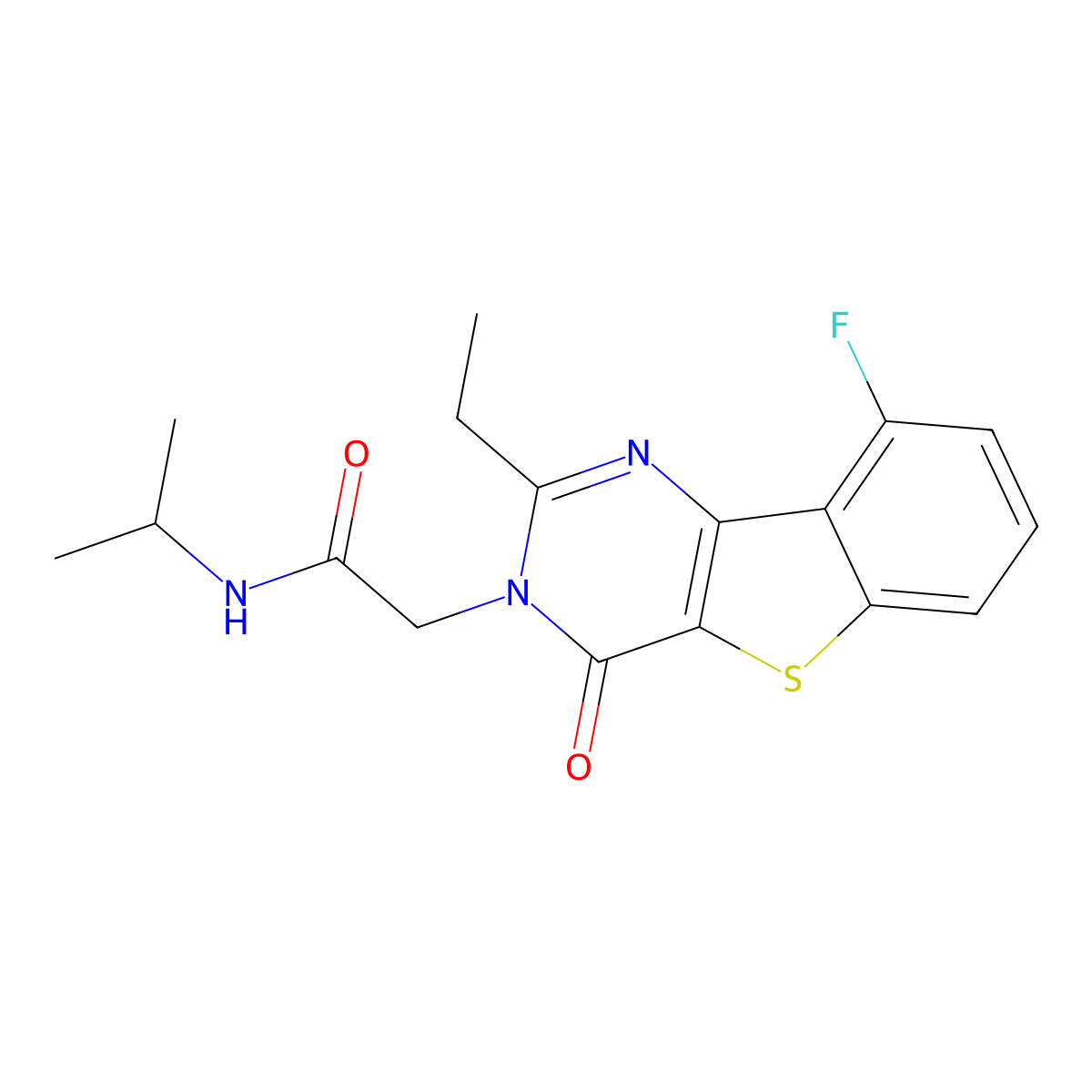 2-(2-ethyl-9-fluoro-4-oxo[1]benzothieno[3,2-d]pyrimidin-3(4H)-yl)-N-isopropylacetamide molecular structure, CAS 1223781-11-0