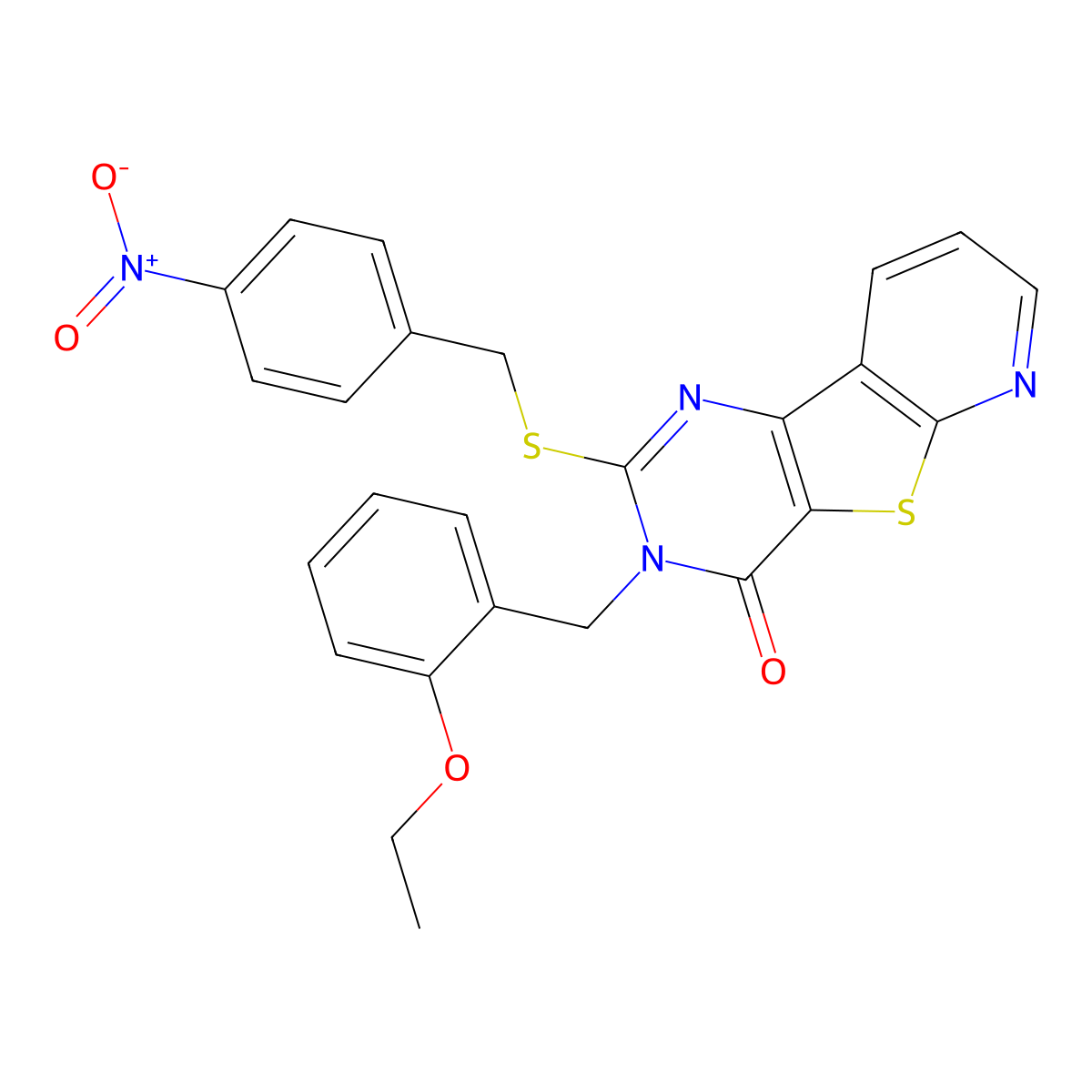 5-[(2-Ethoxyphenyl)methyl]-4-{[(4-nitrophenyl)methyl]sulfanyl}-8-thia-3,5,10-triazatricyclo[7.4.0.0^{2,7}]trideca-1(9),2(7),3,10,12-pentaen-6-one molecular structure, CAS 1223781-38-1