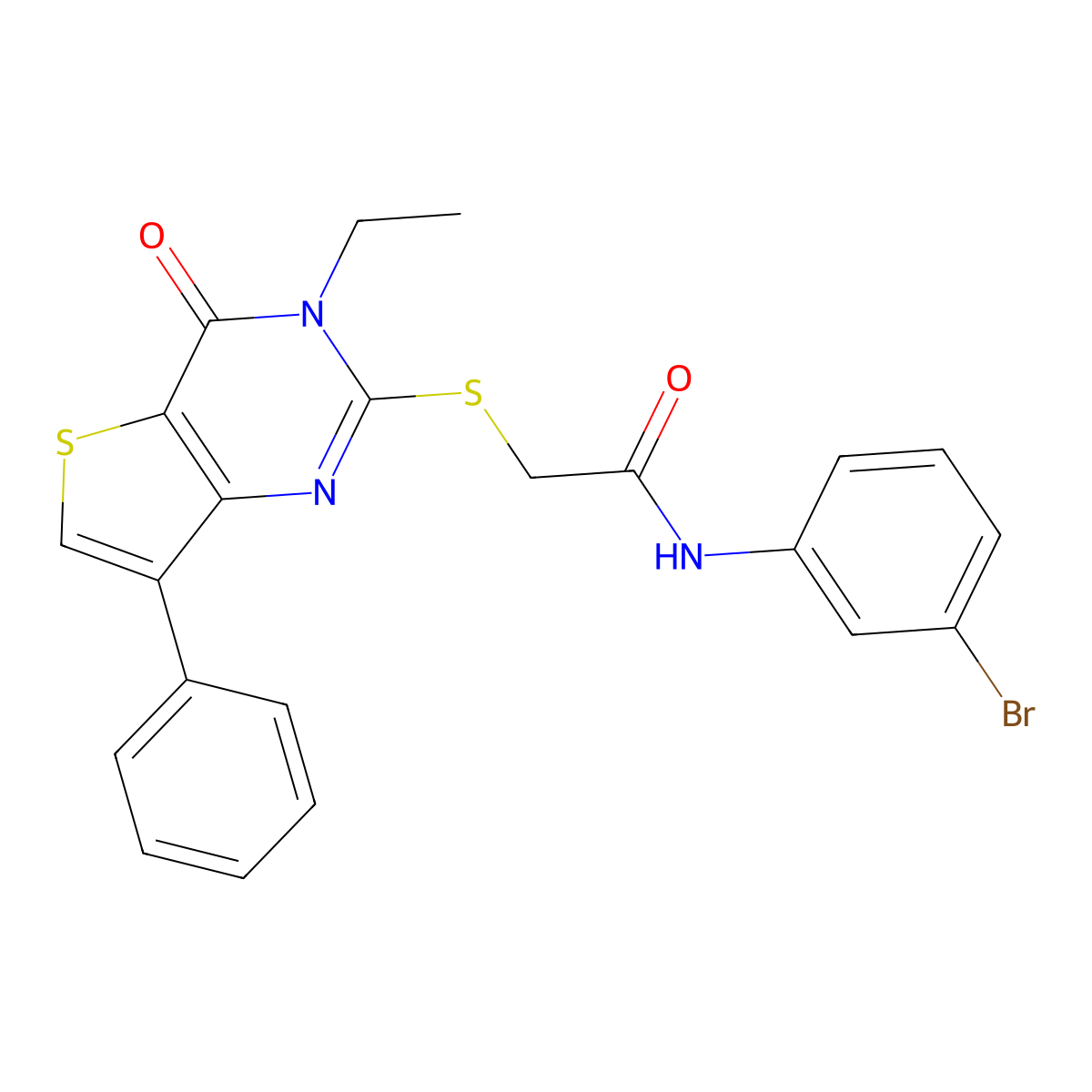 N-(3-bromophenyl)-2-[(3-ethyl-4-oxo-7-phenyl-3,4-dihydrothieno[3,2-d]pyrimidin-2-yl)thio]acetamide molecular structure, CAS 1223781-89-2