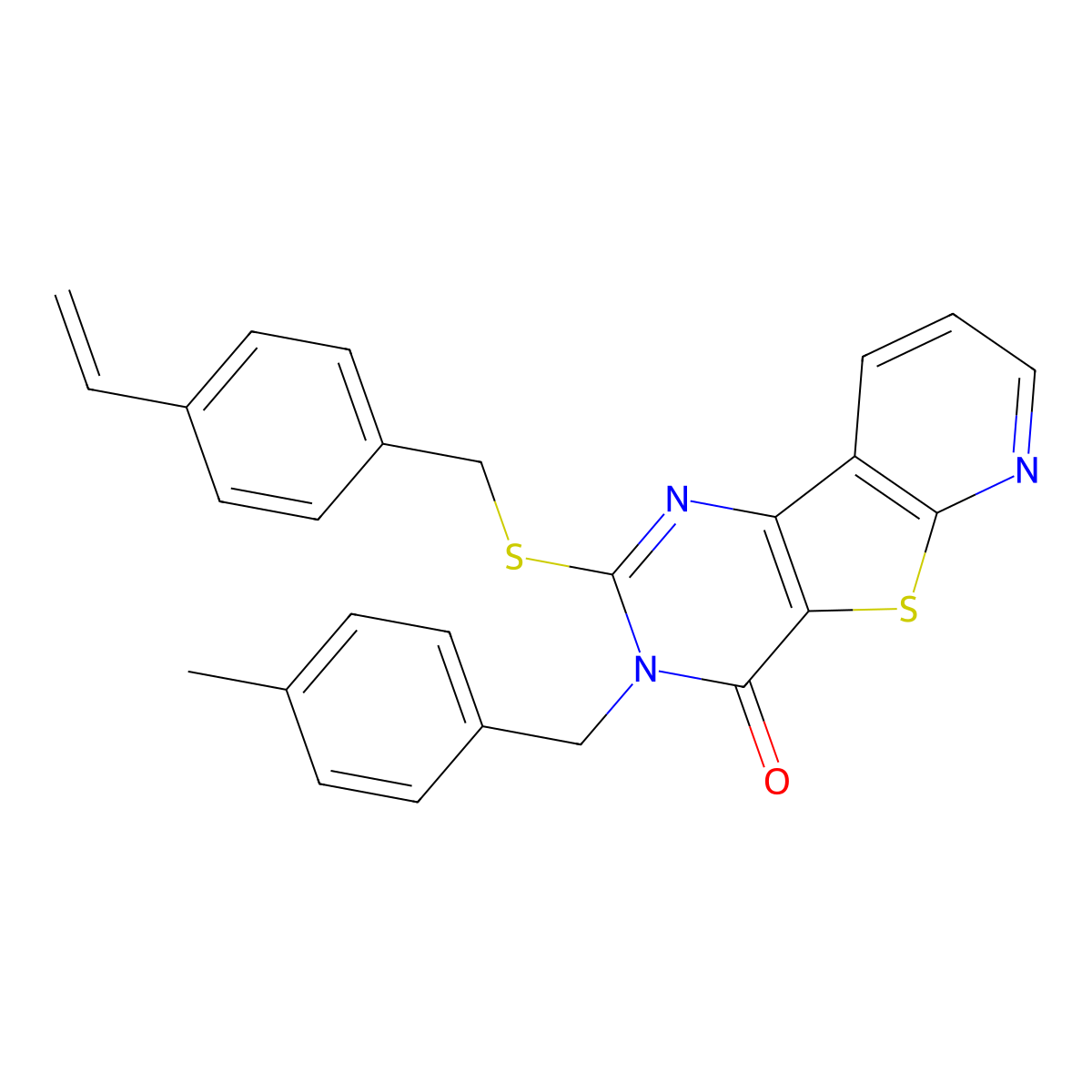4-{[(4-Ethenylphenyl)methyl]sulfanyl}-5-[(4-methylphenyl)methyl]-8-thia-3,5,10-triazatricyclo[7.4.0.0^{2,7}]trideca-1(9),2(7),3,10,12-pentaen-6-one molecular structure, CAS 1223782-82-8