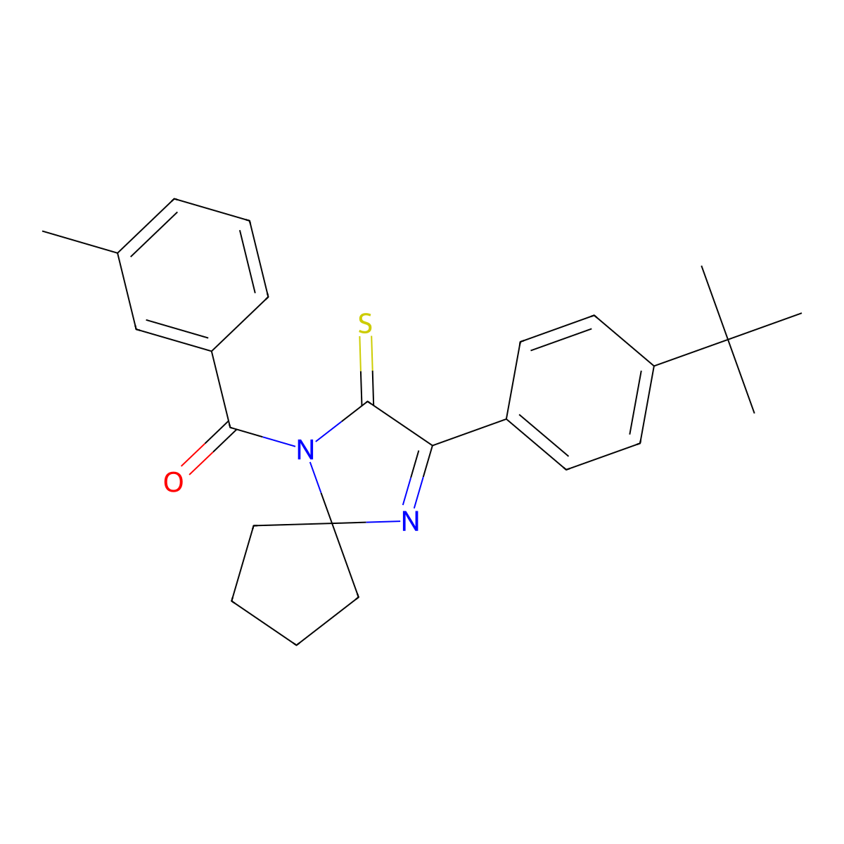 3-(4-Tert-butylphenyl)-1-(3-methylbenzoyl)-1,4-diazaspiro[4.4]non-3-ene-2-thione molecular structure, CAS 1223782-98-6