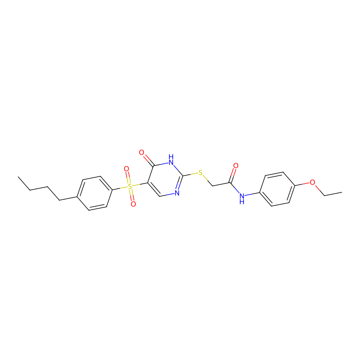 2-({5-[(4-butylphenyl)sulfonyl]-6-oxo-1,6-dihydropyrimidin-2-yl}sulfanyl)-N-(4-ethoxyphenyl)acetamide molecular structure, CAS 1223783-98-9