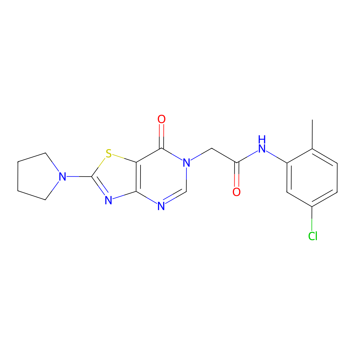 N-(5-chloro-2-methylphenyl)-2-(7-oxo-2-(pyrrolidin-1-yl)thiazolo[4,5-d]pyrimidin-6(7H)-yl)acetamide molecular structure, CAS 1223784-29-9