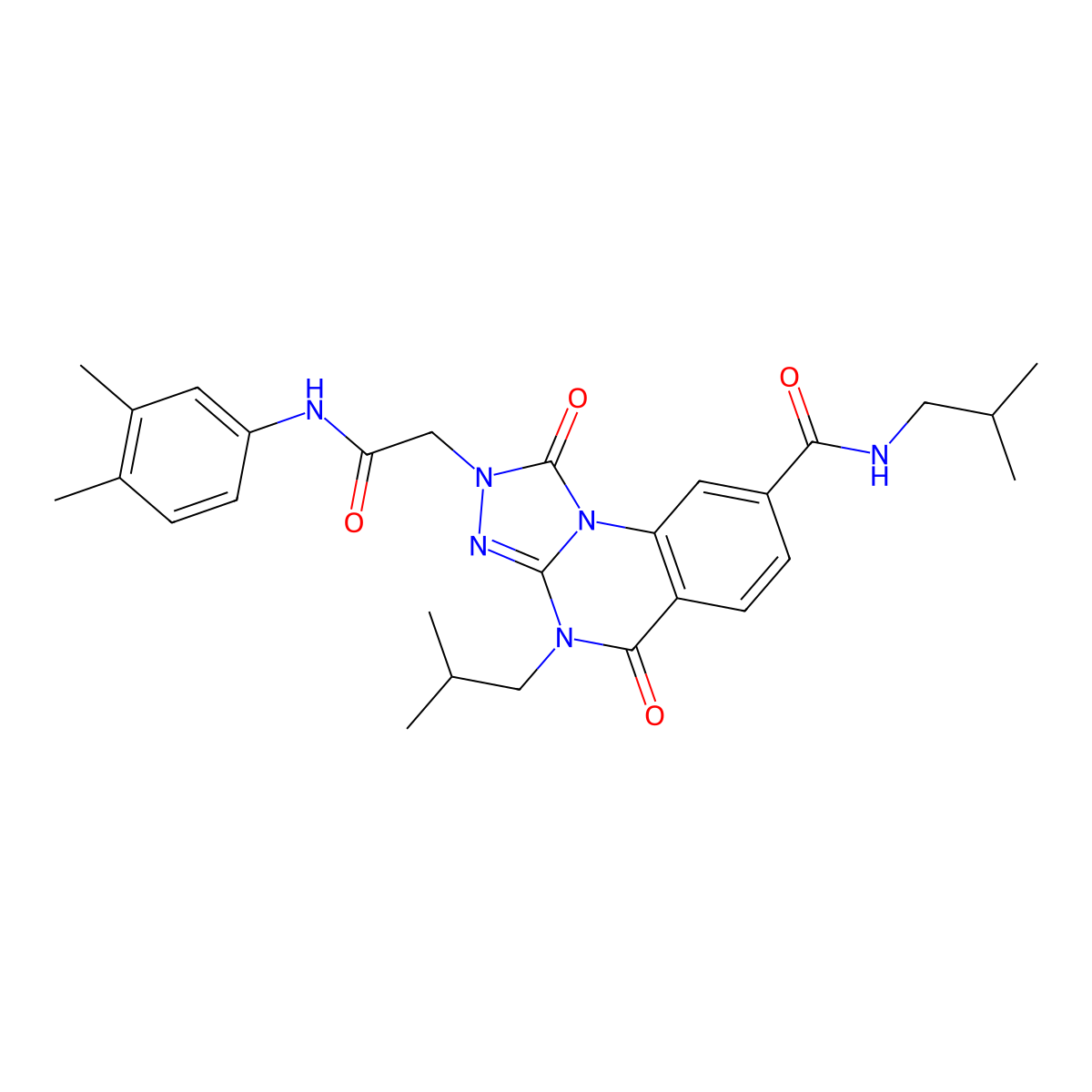 2-(2-((3,4-dimethylphenyl)amino)-2-oxoethyl)-N,4-diisobutyl-1,5-dioxo-1,2,4,5-tetrahydro-[1,2,4]triazolo[4,3-a]quinazoline-8-carboxamide molecular structure, CAS 1223785-66-7