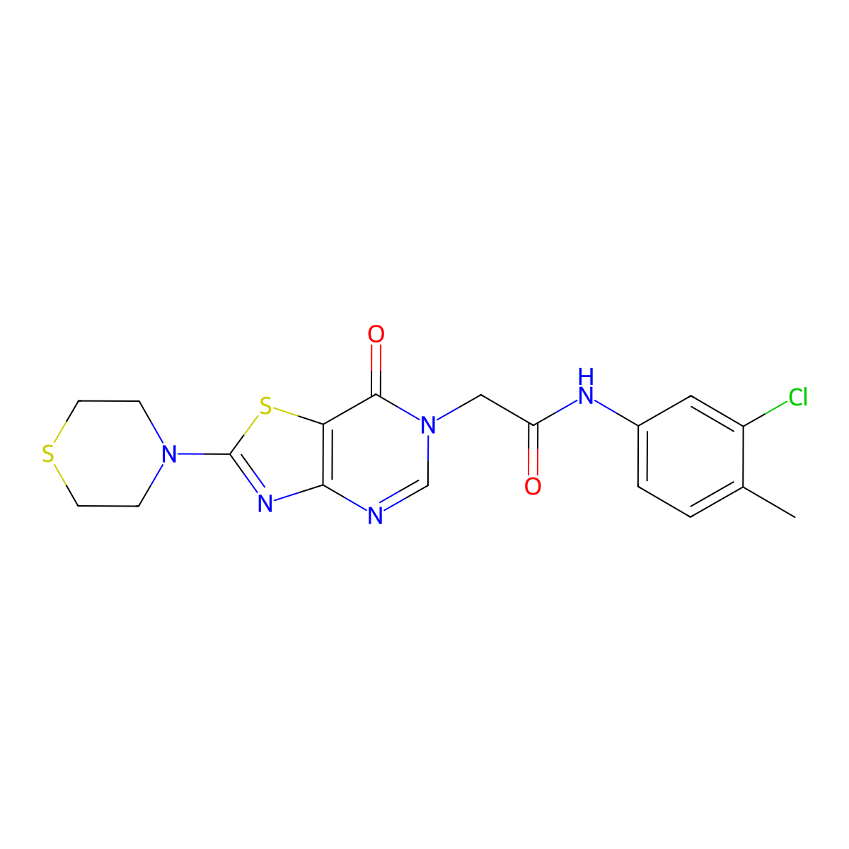 N-(3-chloro-4-methylphenyl)-2-(7-oxo-2-thiomorpholinothiazolo[4,5-d]pyrimidin-6(7H)-yl)acetamide molecular structure, CAS 1223785-86-1