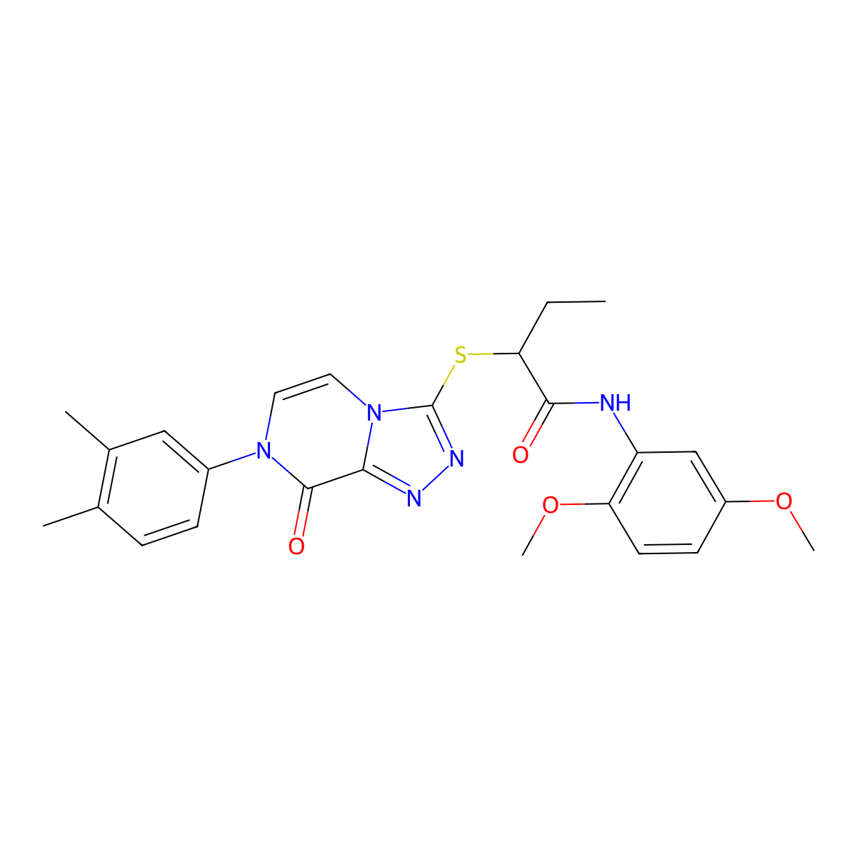 N-(2,5-dimethoxyphenyl)-2-((7-(3,4-dimethylphenyl)-8-oxo-7,8-dihydro-[1,2,4]triazolo[4,3-a]pyrazin-3-yl)thio)butanamide molecular structure, CAS 1223786-06-8