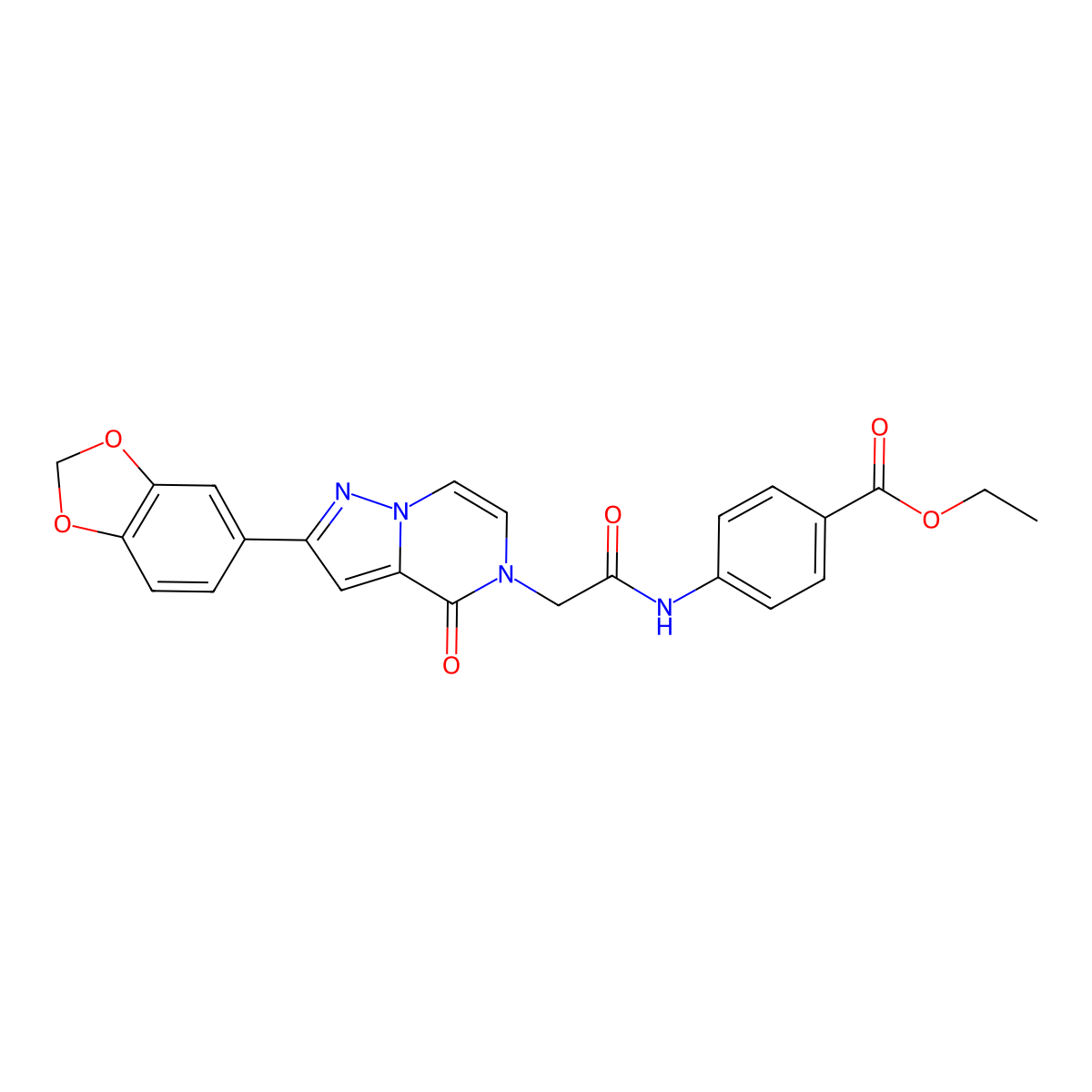 ethyl 4-({[2-(1,3-benzodioxol-5-yl)-4-oxopyrazolo[1,5-a]pyrazin-5(4H)-yl]acetyl}amino)benzoate molecular structure, CAS 1223787-48-1