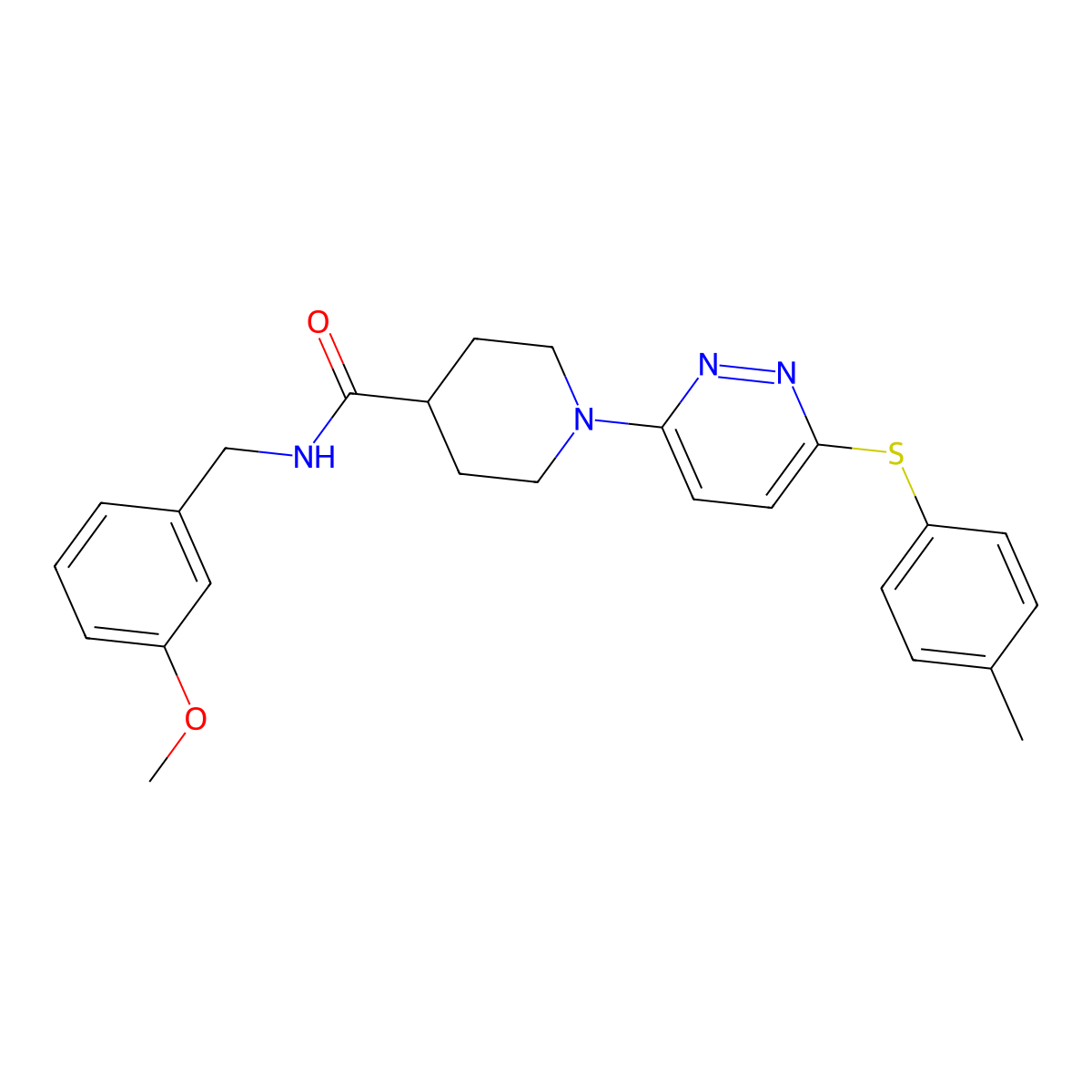 N-(3-methoxybenzyl)-1-(6-(p-tolylthio)pyridazin-3-yl)piperidine-4-carboxamide molecular structure, CAS 1223788-83-7