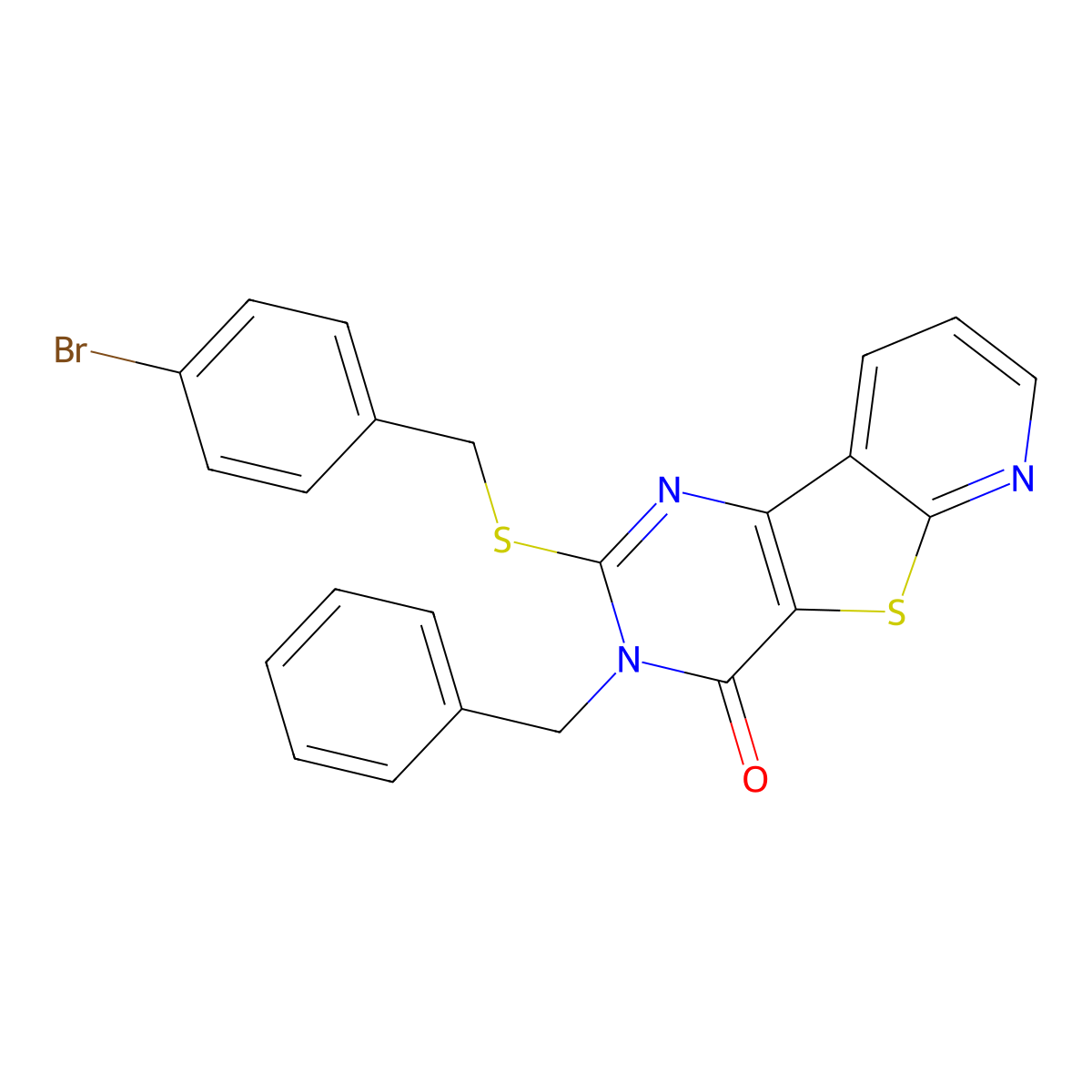 3-benzyl-2-((4-bromobenzyl)thio)pyrido[3',2':4,5]thieno[3,2-d]pyrimidin-4(3H)-one molecular structure, CAS 1223788-85-9
