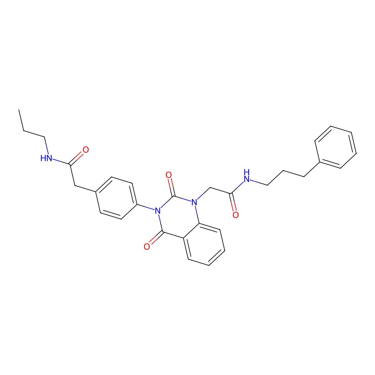 2-(4-(2,4-dioxo-1-(2-oxo-2-((3-phenylpropyl)amino)ethyl)-1,2-dihydroquinazolin-3(4H)-yl)phenyl)-N-propylacetamide molecular structure, CAS 1223789-44-3