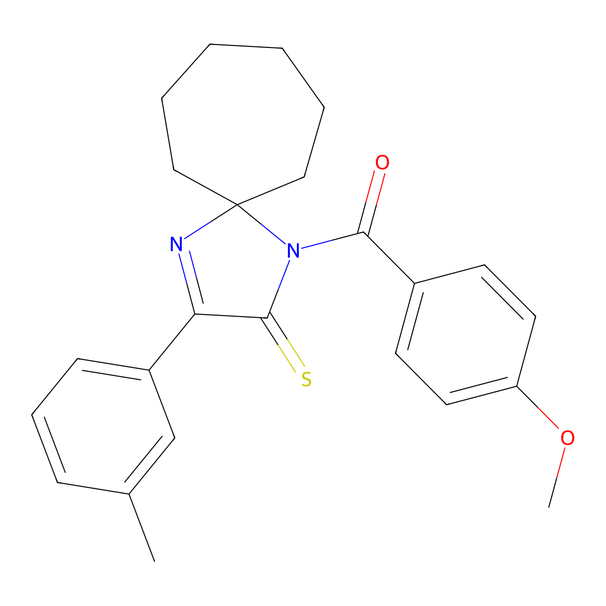 1-(4-Methoxybenzoyl)-3-(3-methylphenyl)-1,4-diazaspiro[4.6]undec-3-ene-2-thione molecular structure, CAS 1223791-72-7