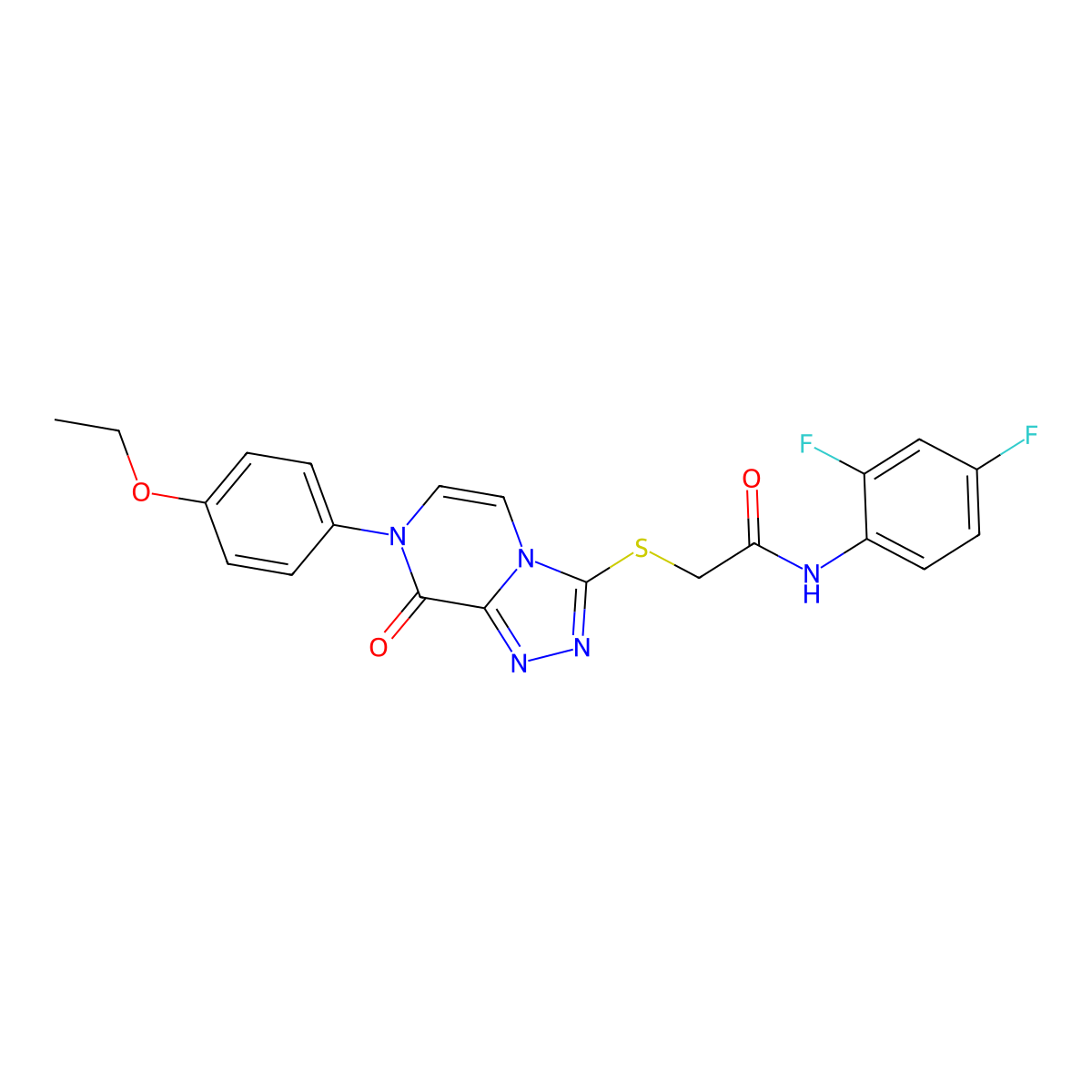 N-(2,4-difluorophenyl)-2-((7-(4-ethoxyphenyl)-8-oxo-7,8-dihydro-[1,2,4]triazolo[4,3-a]pyrazin-3-yl)thio)acetamide molecular structure, CAS 1223792-26-4