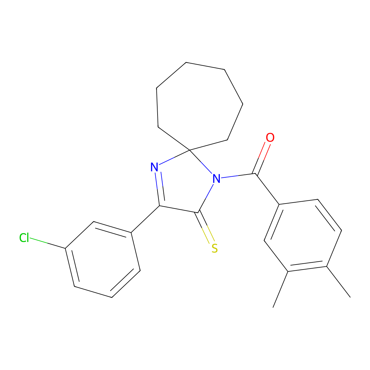 3-(3-Chlorophenyl)-1-(3,4-dimethylbenzoyl)-1,4-diazaspiro[4.6]undec-3-ene-2-thione molecular structure, CAS 1223792-78-6