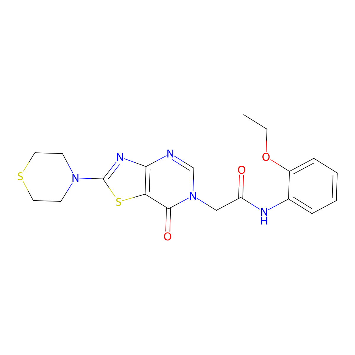 N-(2-ethoxyphenyl)-2-(7-oxo-2-thiomorpholinothiazolo[4,5-d]pyrimidin-6(7H)-yl)acetamide molecular structure, CAS 1223793-28-9
