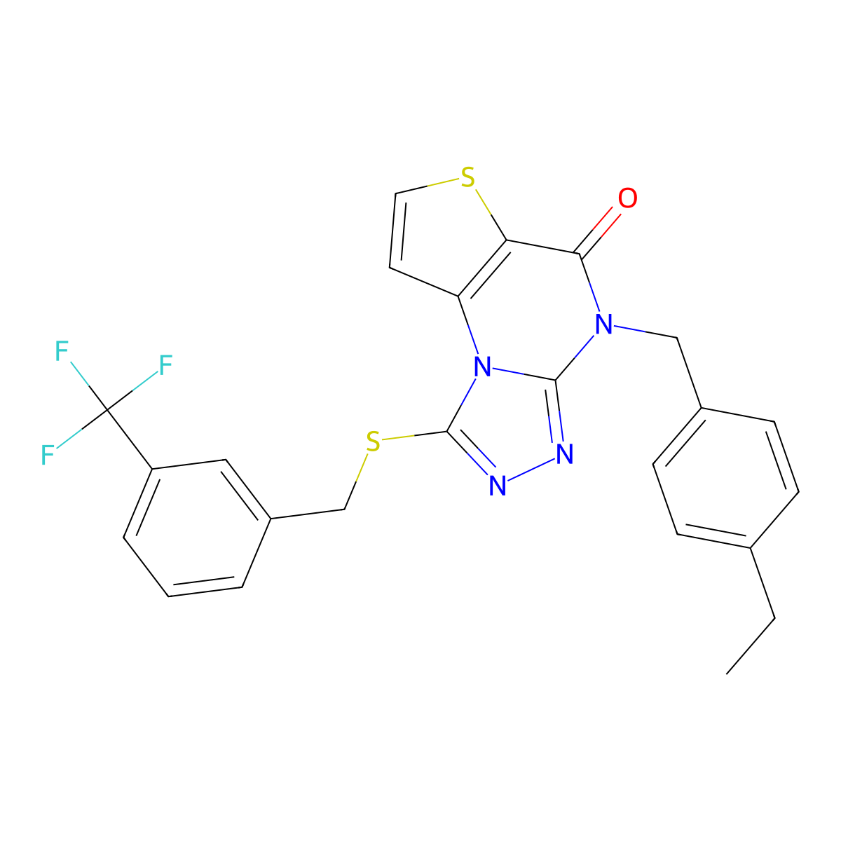 8-[(4-Ethylphenyl)methyl]-12-({[3-(trifluoromethyl)phenyl]methyl}sulfanyl)-5-thia-1,8,10,11-tetraazatricyclo[7.3.0.0^{2,6}]dodeca-2(6),3,9,11-tetraen-7-one molecular structure, CAS 1223794-38-4
