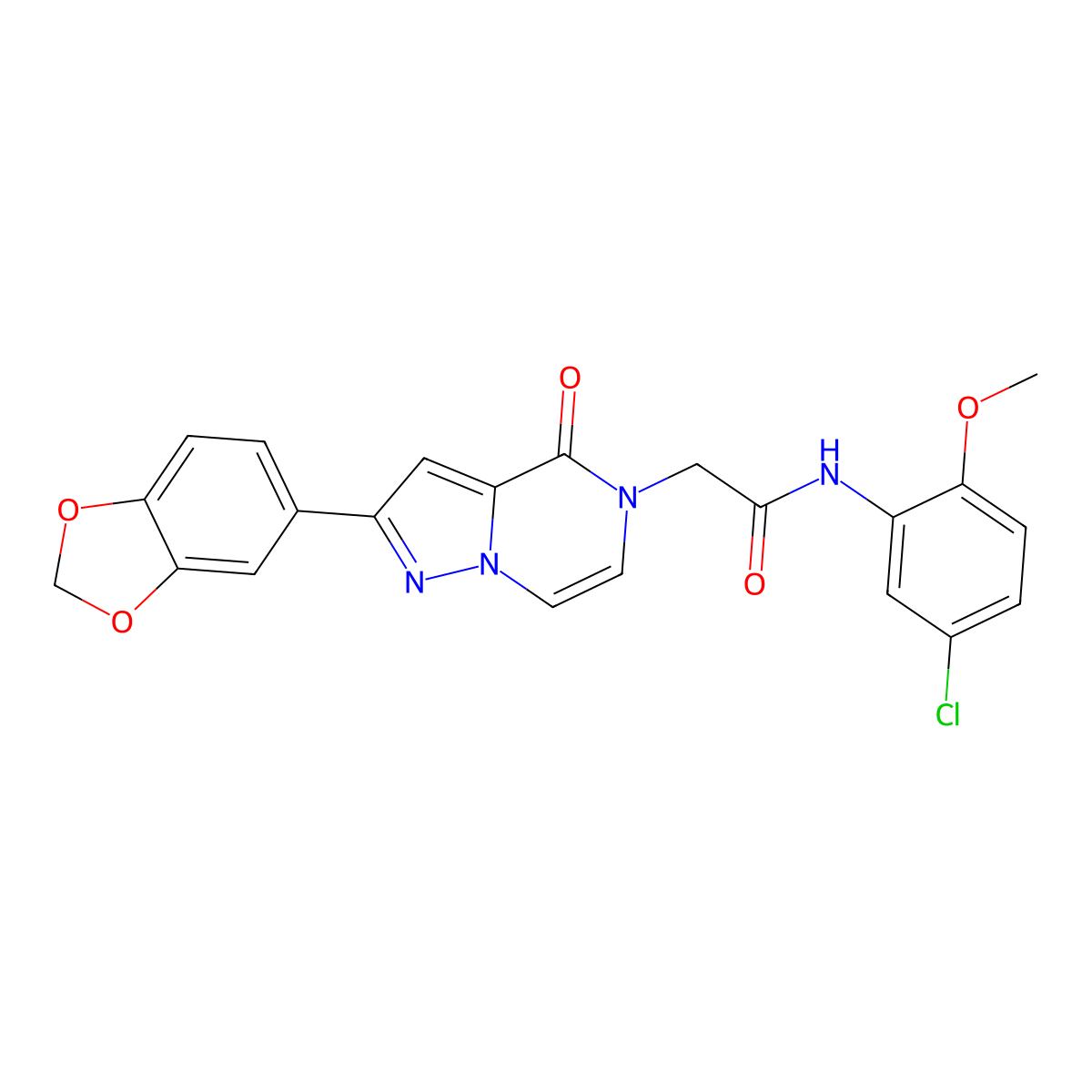 2-[2-(1,3-benzodioxol-5-yl)-4-oxopyrazolo[1,5-a]pyrazin-5(4H)-yl]-N-(5-chloro-2-methoxyphenyl)acetamide molecular structure, CAS 1223794-69-1