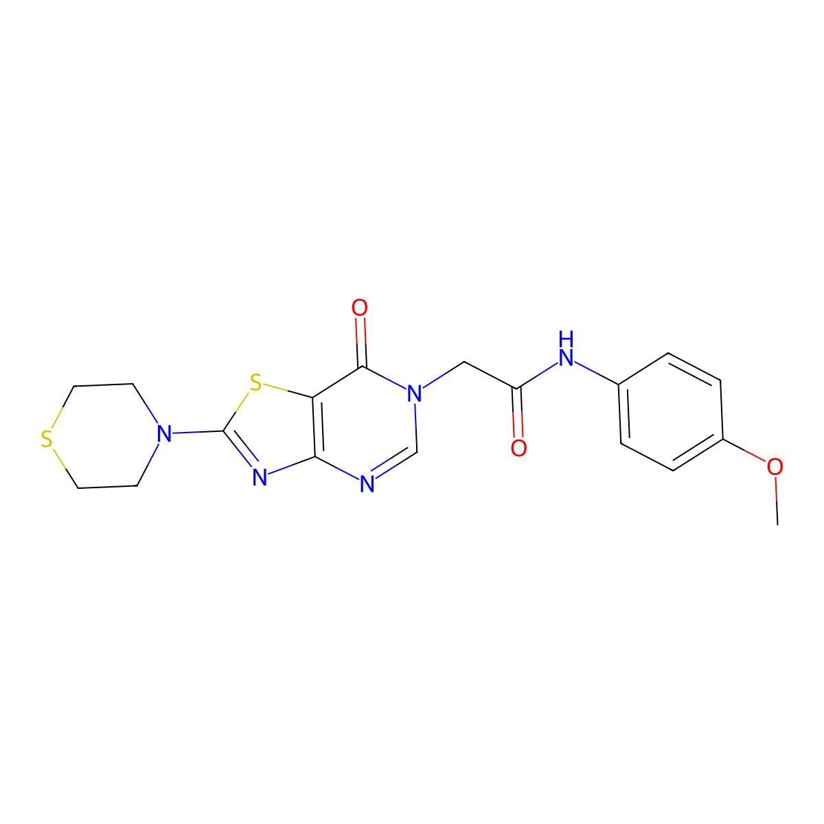 N-(4-methoxyphenyl)-2-(7-oxo-2-thiomorpholinothiazolo[4,5-d]pyrimidin-6(7H)-yl)acetamide molecular structure, CAS 1223794-76-0