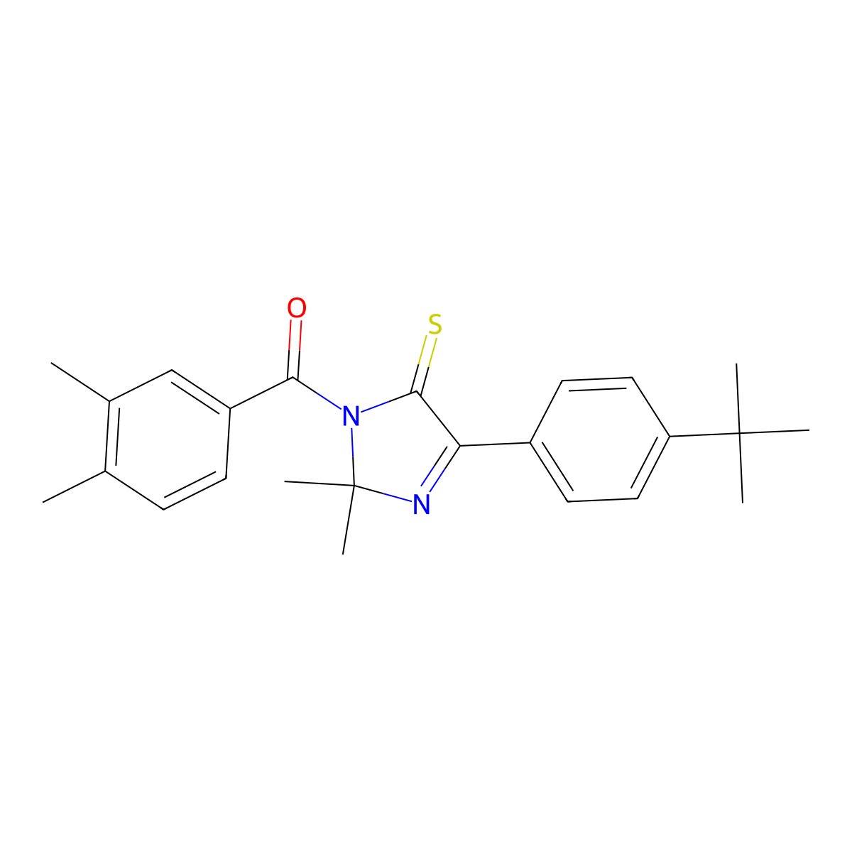 4-(4-tert-butylphenyl)-1-(3,4-dimethylbenzoyl)-2,2-dimethyl-2,5-dihydro-1H-imidazole-5-thione molecular structure, CAS 1223794-95-3