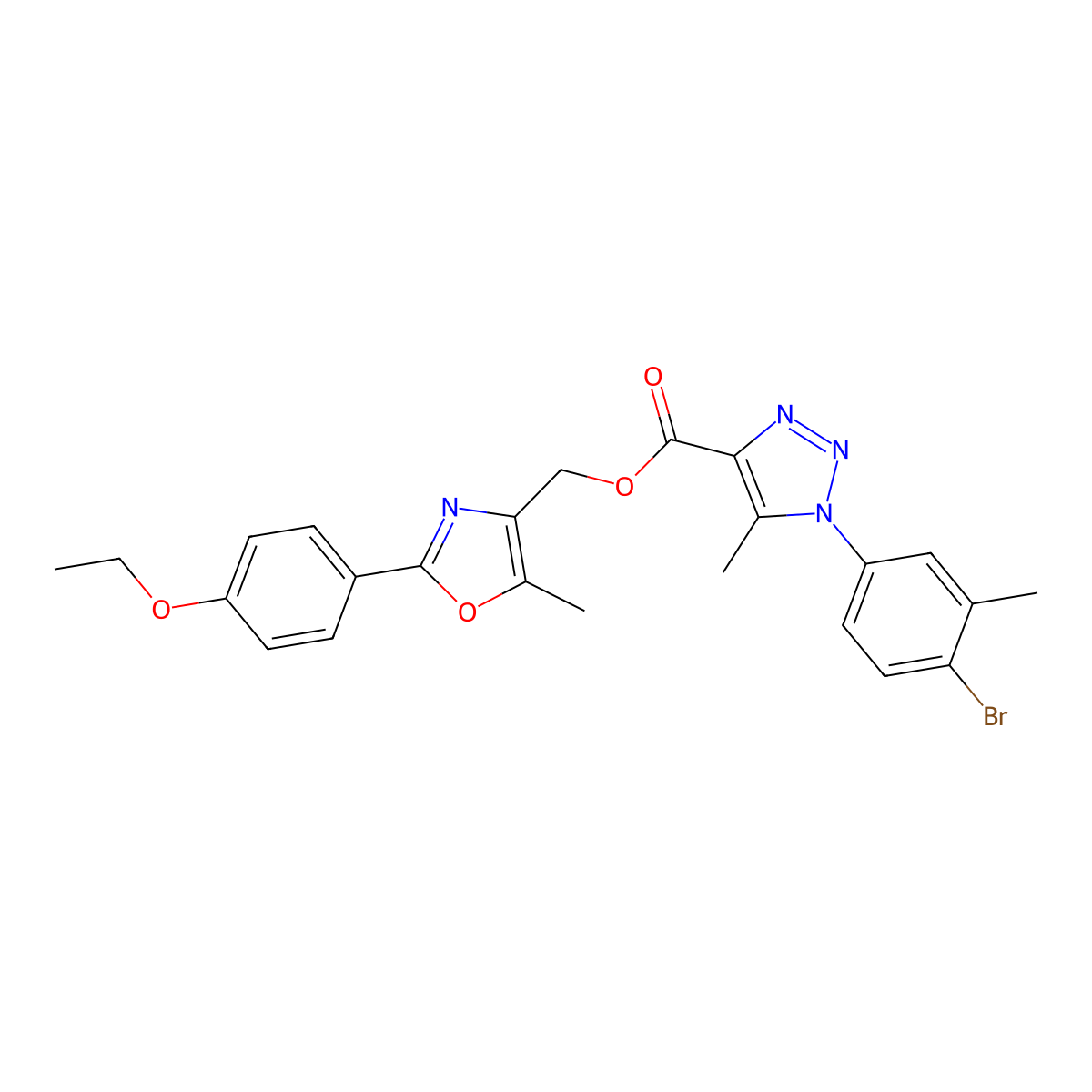[2-(4-ethoxyphenyl)-5-methyl-1,3-oxazol-4-yl]methyl 1-(4-bromo-3-methylphenyl)-5-methyl-1H-1,2,3-triazole-4-carboxylate molecular structure, CAS 1223794-96-4