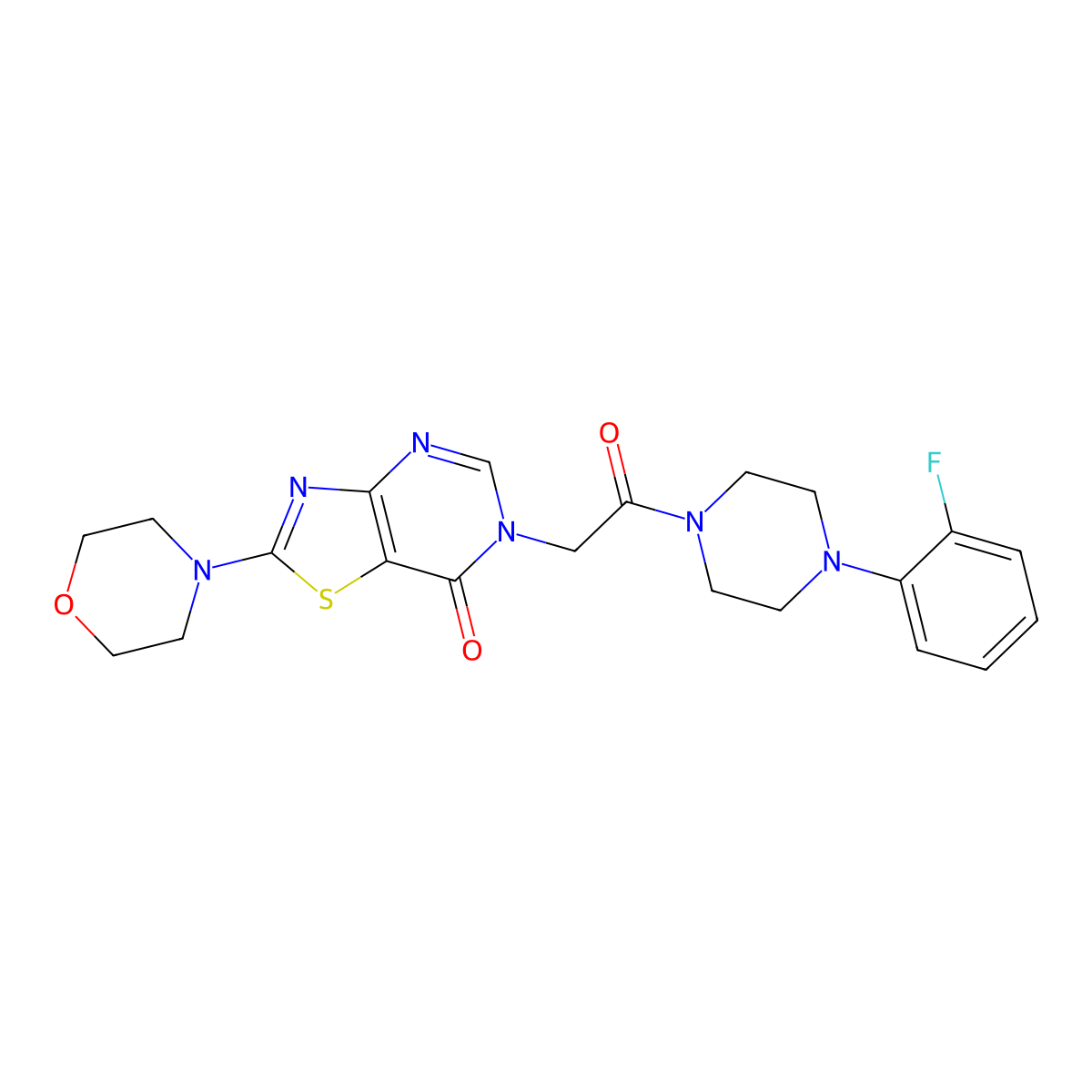 6-(2-(4-(2-fluorophenyl)piperazin-1-yl)-2-oxoethyl)-2-morpholinothiazolo[4,5-d]pyrimidin-7(6H)-one molecular structure, CAS 1223795-68-3