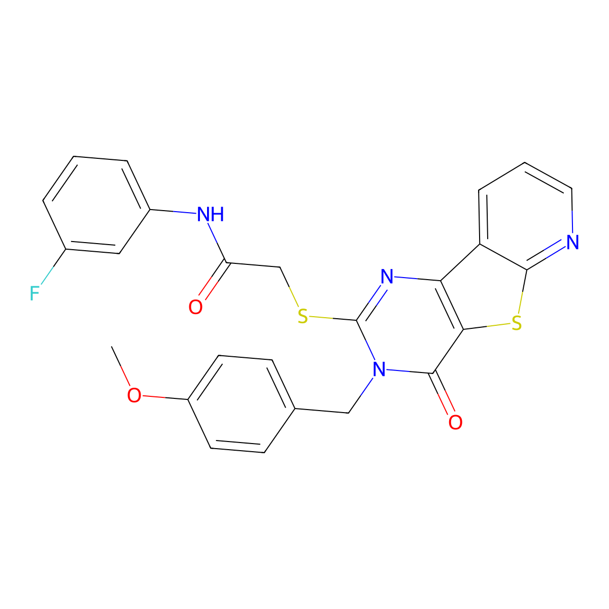 N-(3-fluorophenyl)-2-({5-[(4-methoxyphenyl)methyl]-6-oxo-8-thia-3,5,10-triazatricyclo[7.4.0.0^{2,7}]trideca-1(9),2(7),3,10,12-pentaen-4-yl}sulfanyl)acetamide molecular structure, CAS 1223795-78-5