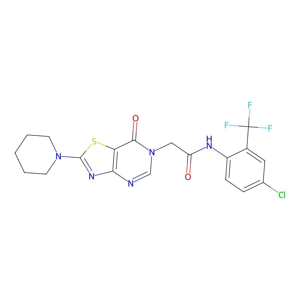 N-[4-chloro-2-(trifluoromethyl)phenyl]-2-[7-oxo-2-(piperidin-1-yl)[1,3]thiazolo[4,5-d]pyrimidin-6(7H)-yl]acetamide molecular structure, CAS 1223795-84-3