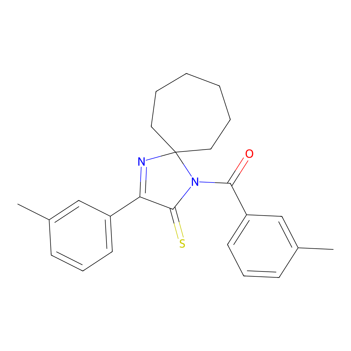 1-(3-Methylbenzoyl)-3-(3-methylphenyl)-1,4-diazaspiro[4.6]undec-3-ene-2-thione molecular structure, CAS 1223796-07-3