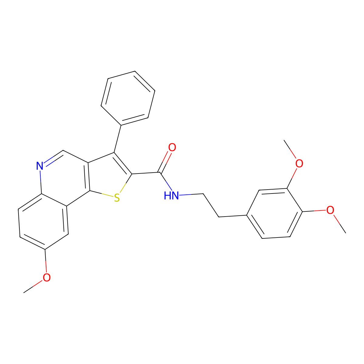 N-[2-(3,4-dimethoxyphenyl)ethyl]-8-methoxy-3-phenylthieno[3,2-c]quinoline-2-carboxamide molecular structure, CAS 1223796-46-0