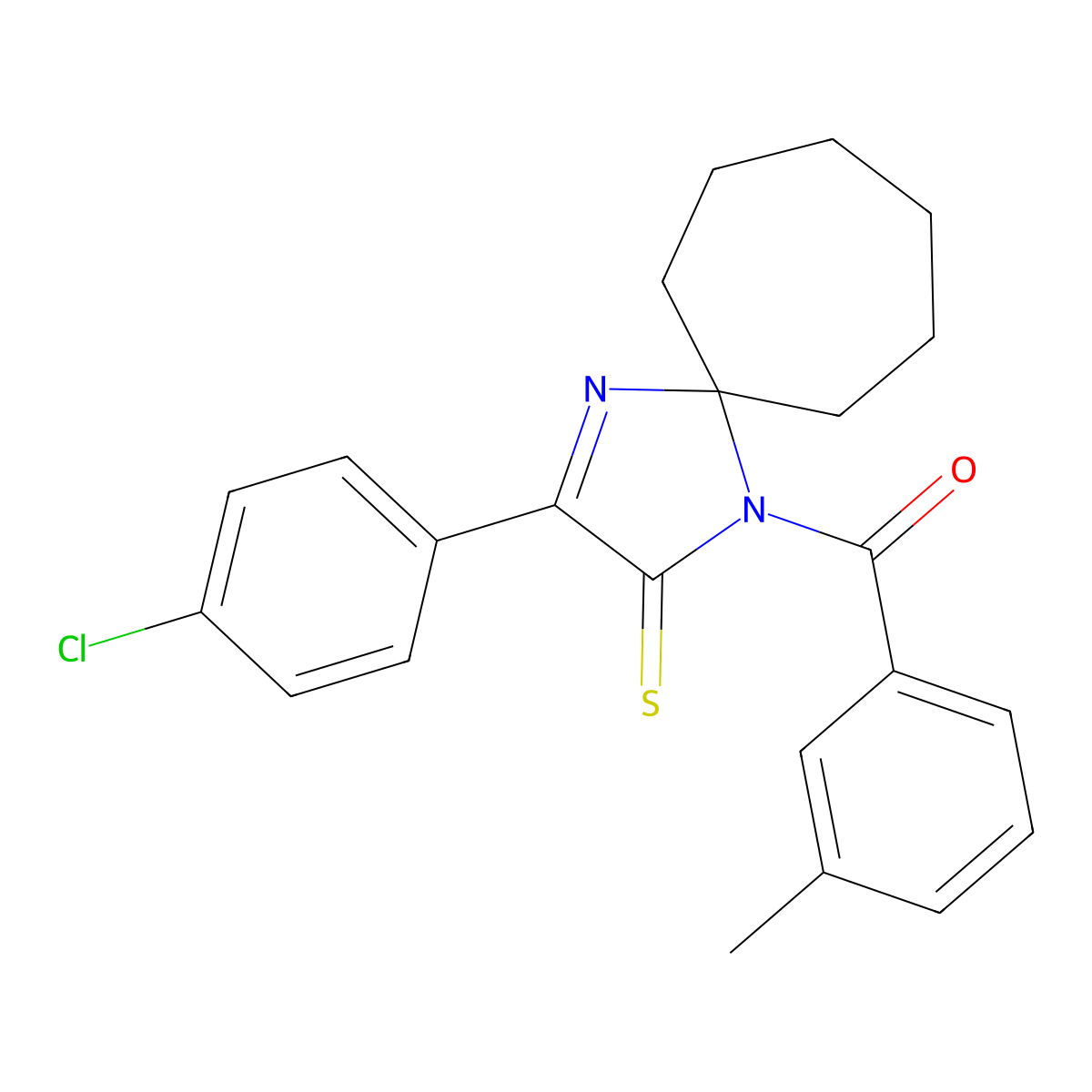 3-(4-Chlorophenyl)-1-(3-methylbenzoyl)-1,4-diazaspiro[4.6]undec-3-ene-2-thione molecular structure, CAS 1223797-70-3