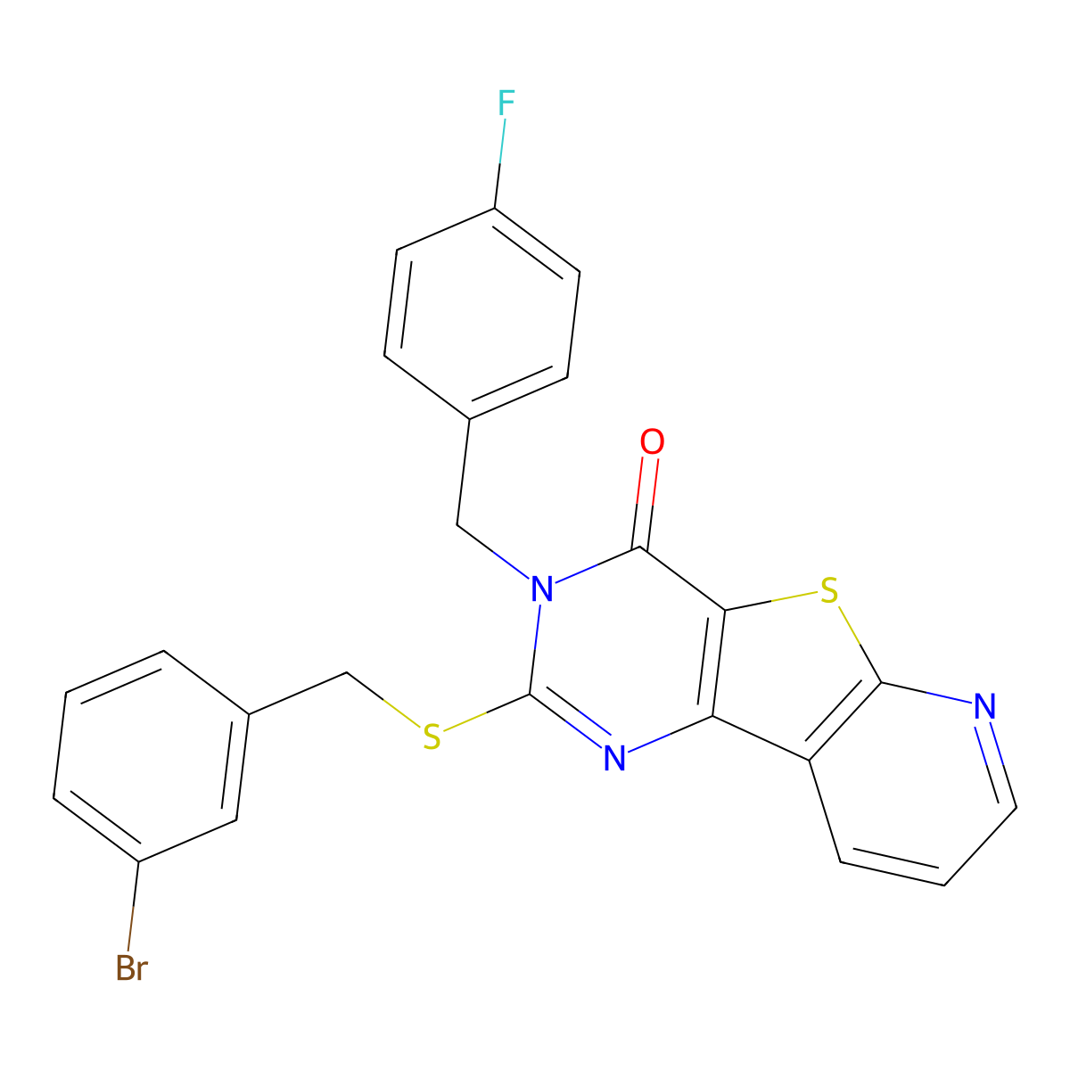 4-{[(3-Bromophenyl)methyl]sulfanyl}-5-[(4-fluorophenyl)methyl]-8-thia-3,5,10-triazatricyclo[7.4.0.0^{2,7}]trideca-1(9),2(7),3,10,12-pentaen-6-one molecular structure, CAS 1223797-87-2
