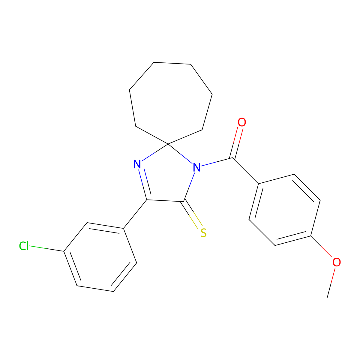 3-(3-Chlorophenyl)-1-(4-methoxybenzoyl)-1,4-diazaspiro[4.6]undec-3-ene-2-thione molecular structure, CAS 1223797-94-1