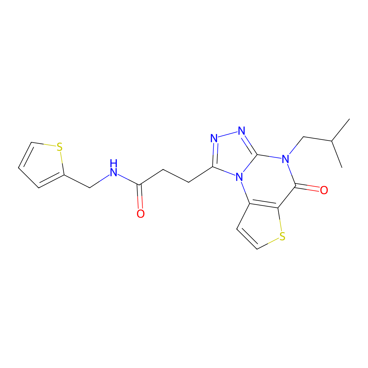 3-(4-isobutyl-5-oxo-4,5-dihydrothieno[2,3-e][1,2,4]triazolo[4,3-a]pyrimidin-1-yl)-N-(thiophen-2-ylmethyl)propanamide molecular structure, CAS 1223798-12-6
