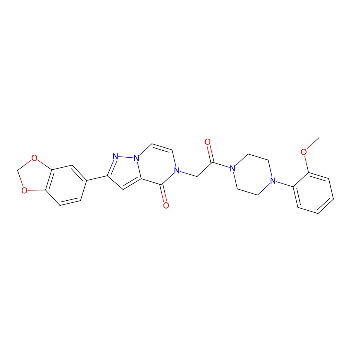 2-(1,3-benzodioxol-5-yl)-5-{2-[4-(2-methoxyphenyl)piperazin-1-yl]-2-oxoethyl}pyrazolo[1,5-a]pyrazin-4(5H)-one molecular structure, CAS 1223798-27-3