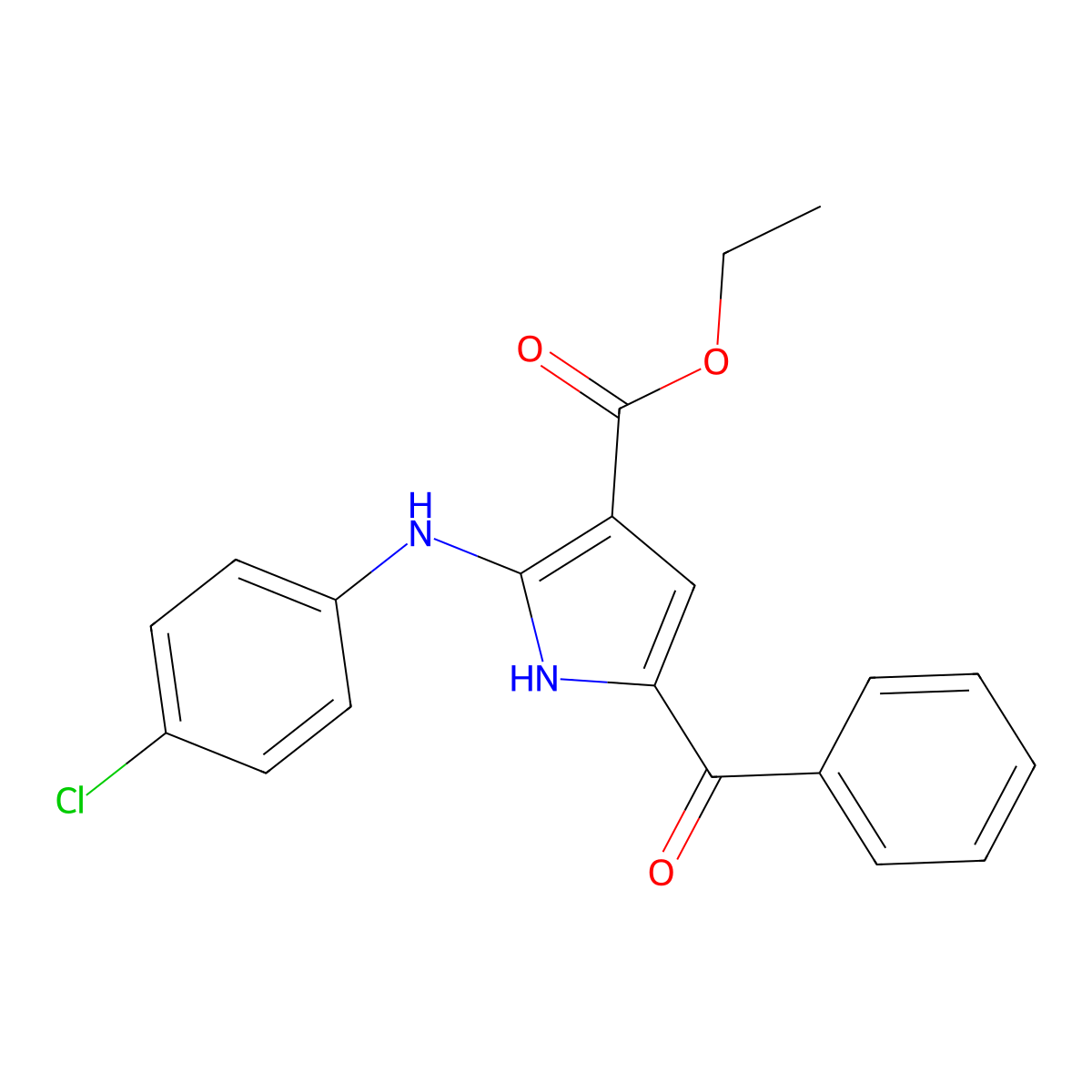 ethyl 5-benzoyl-2-(4-chloroanilino)-1H-pyrrole-3-carboxylate molecular structure, CAS 122380-02-3