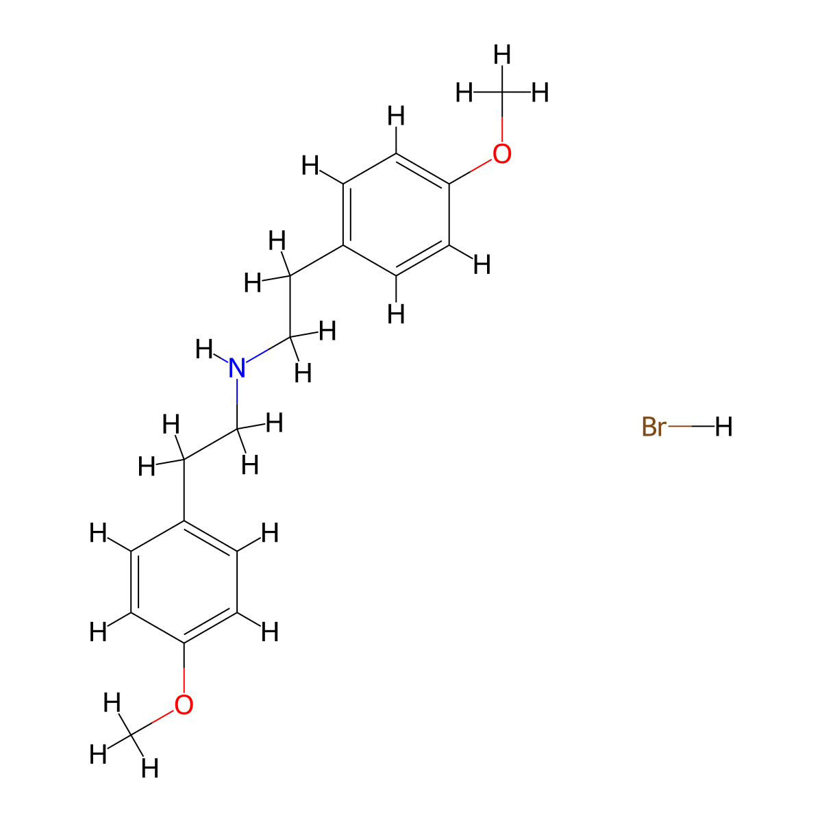 Bis(4-methoxyphenethyl)amine hydrobromide molecular structure, CAS 122380-12-5