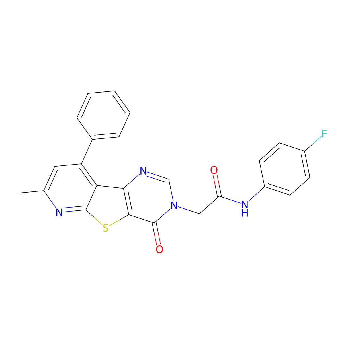 N-(4-fluorophenyl)-2-(7-methyl-4-oxo-9-phenylpyrido[3',2':4,5]thieno[3,2-d]pyrimidin-3(4H)-yl)acetamide molecular structure, CAS 1223800-36-9