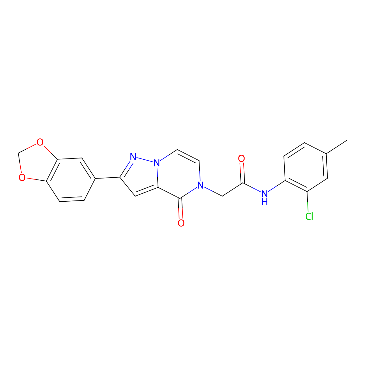 2-[2-(1,3-benzodioxol-5-yl)-4-oxopyrazolo[1,5-a]pyrazin-5(4H)-yl]-N-(2-chloro-4-methylphenyl)acetamide molecular structure, CAS 1223801-92-0